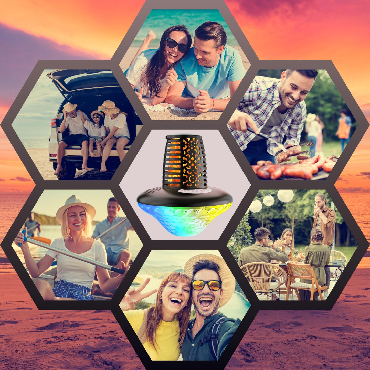 VISOFO Waterproof Portable Bluetooth Speaker | Pool Floating IP68 Loud Stereo HD Sound with RGB Colorful Lights and Led Torch Flame TWS Pairing Built-in Mic 10W Deep Bass Spa Hot Tub Accessories