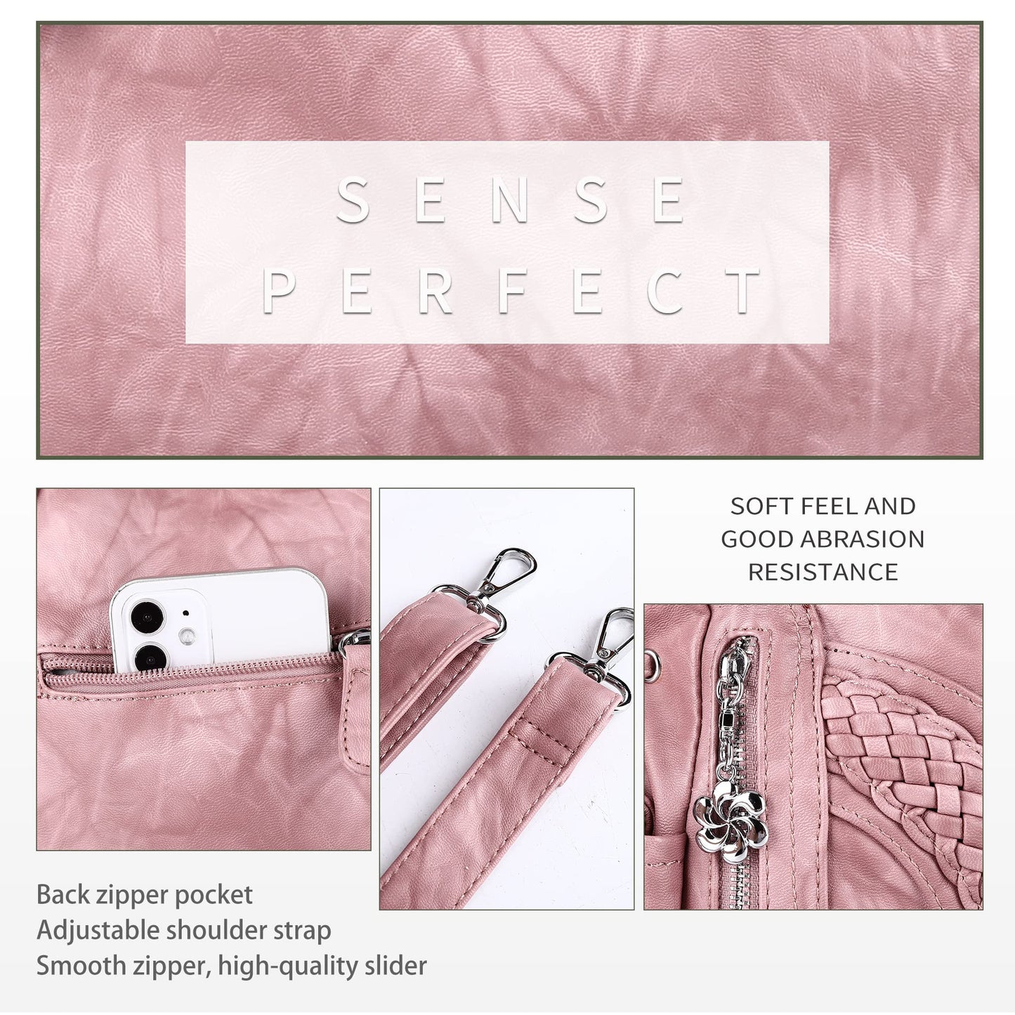 Purses and Handbags Women Fashion Tote Bag Shoulder Bags Top Handle Satchel Purses Washed Synthetic Leather Handbag Retro Pink 13.8 * 4.7 * 11.8 inches