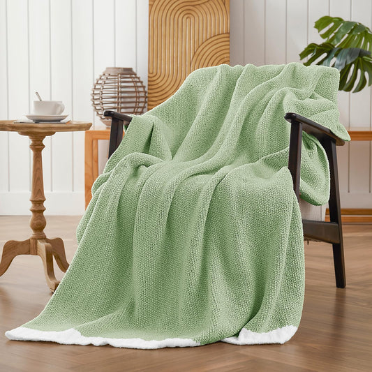 Basic Beyond Heather Green Throw Blanket for Couch, Super Soft Fluffy Blanket, Cozy Fuzzy Throw Blankets for Bed, Sofa, Chair, 50x60