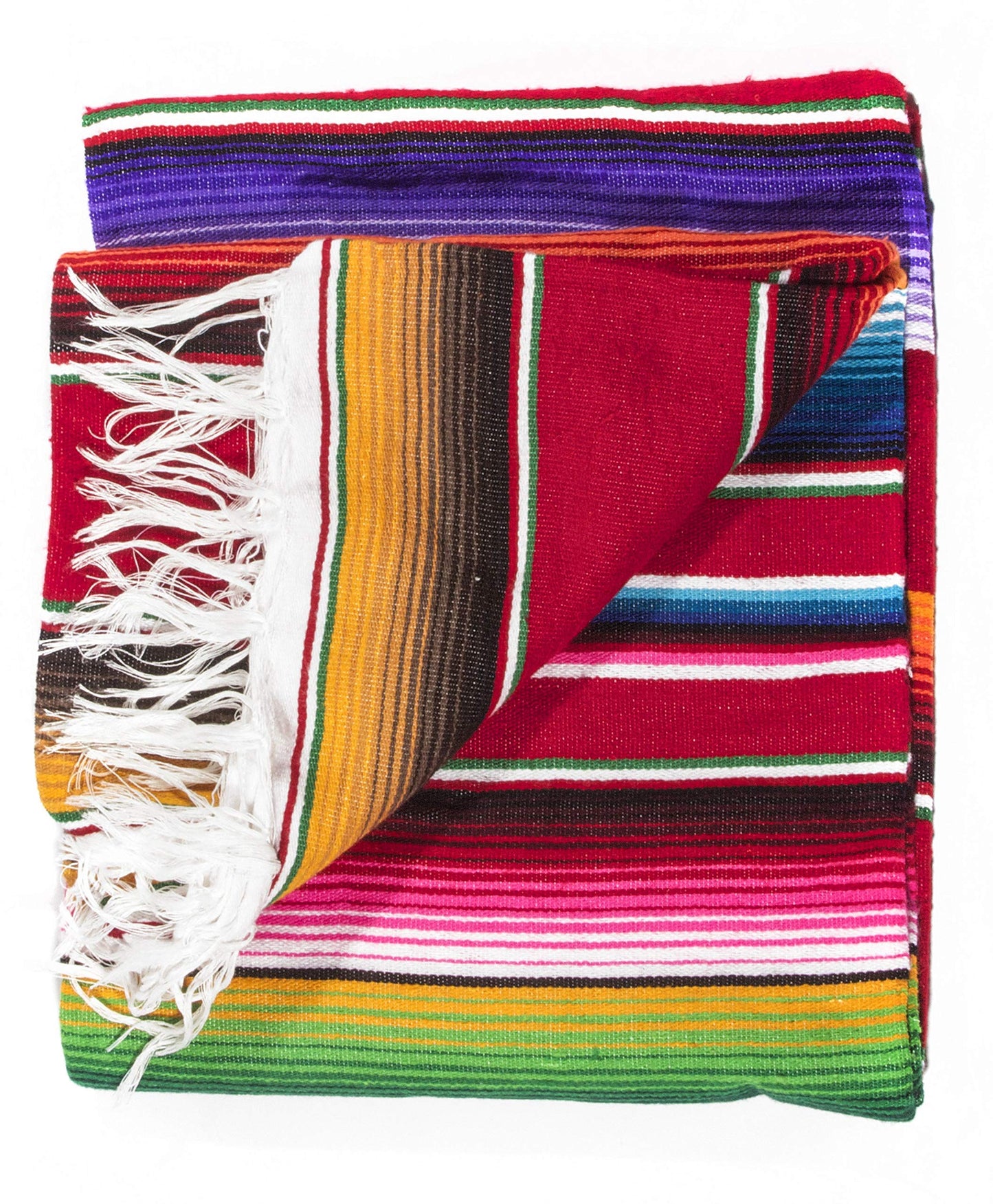 Del Mex Mexican Serape Blanket (Medium, Red)