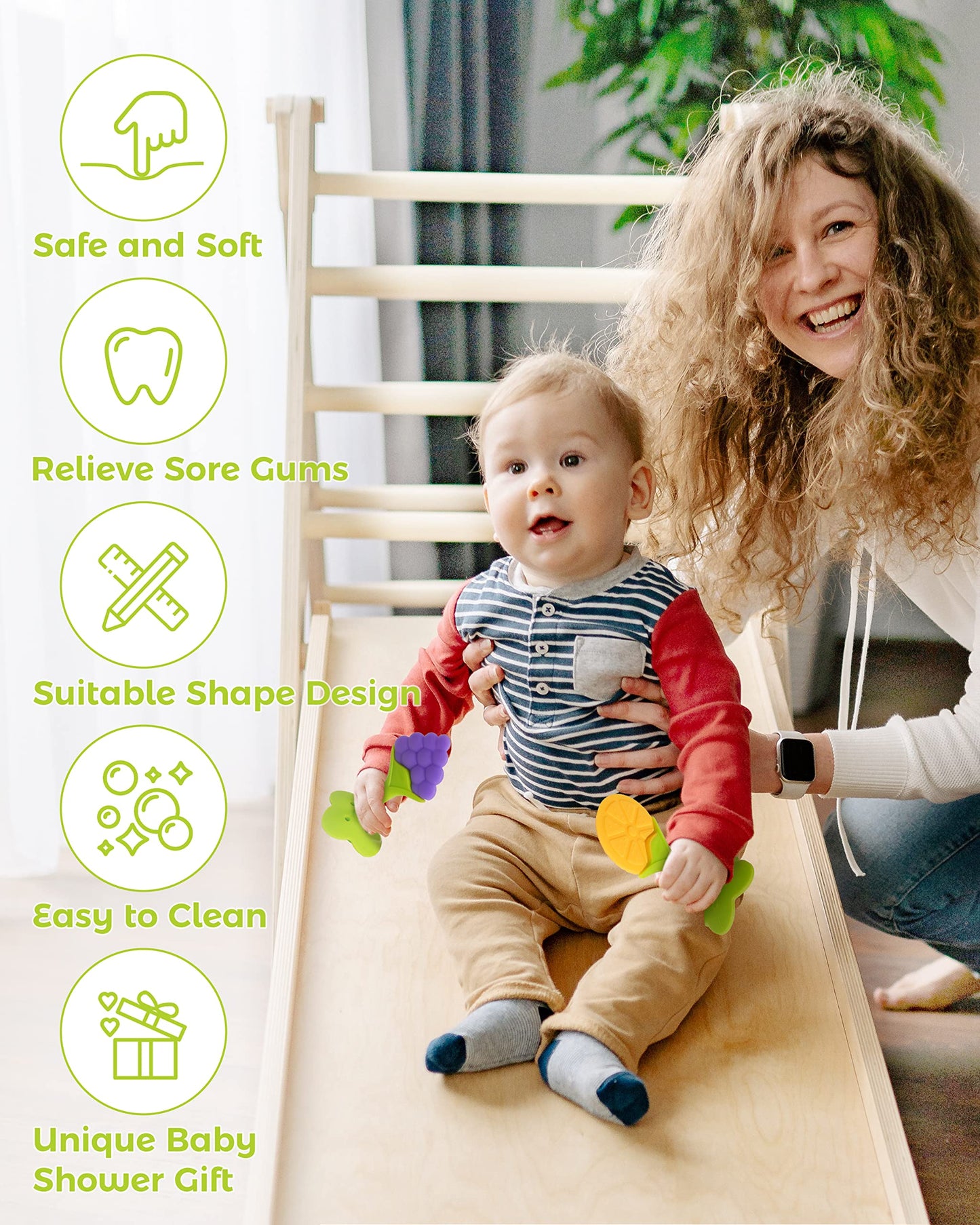 Teething Toys for Babies, 10 Pack Silicone Baby Teethers, Frozen Baby Teething Toys, Fruit Shape, BPA-Free, Natural Organic Soft & Textured