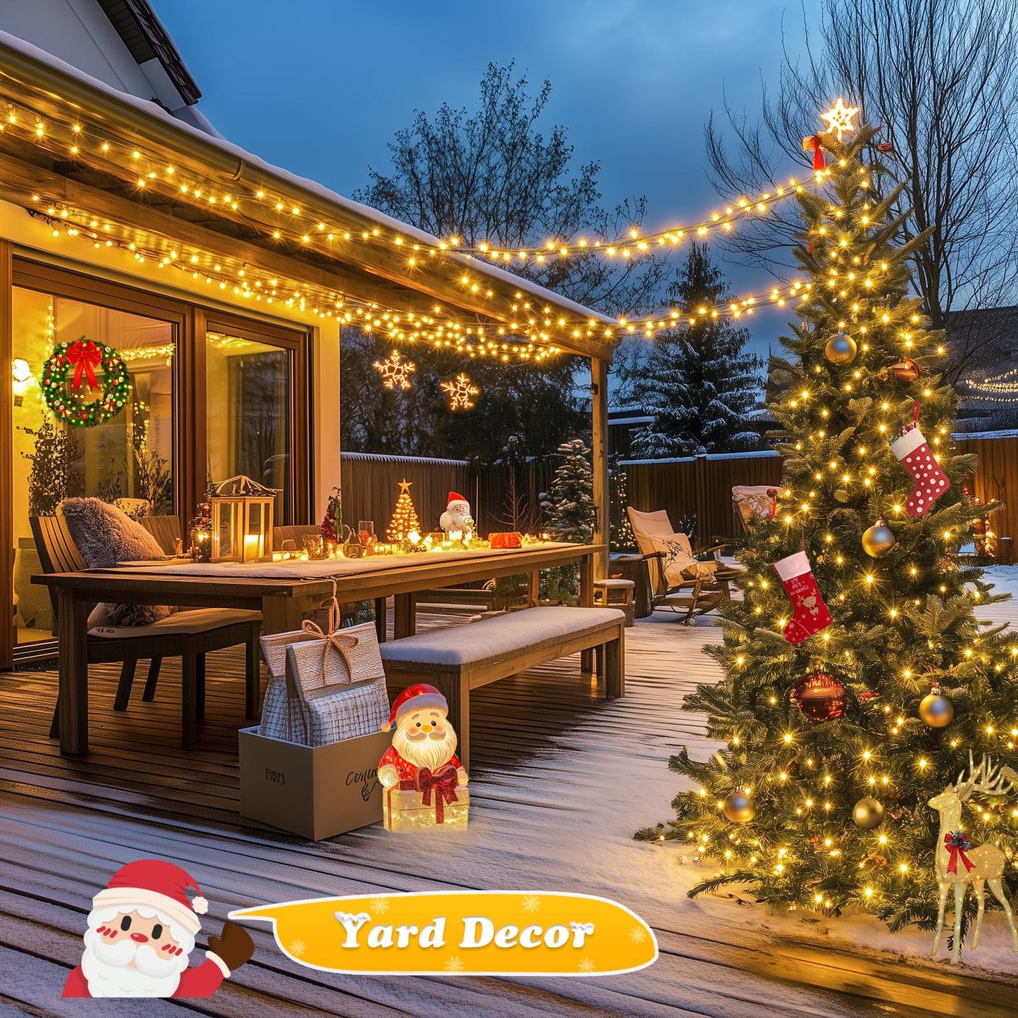 JMEXSUSS 500 LED Christmas Lights Outdoor, 173ft Warm White String Lights for Outside, 8 Modes Plug in Christmas Tree Light for Holiday Tree Indoor Ceiling House Decorations