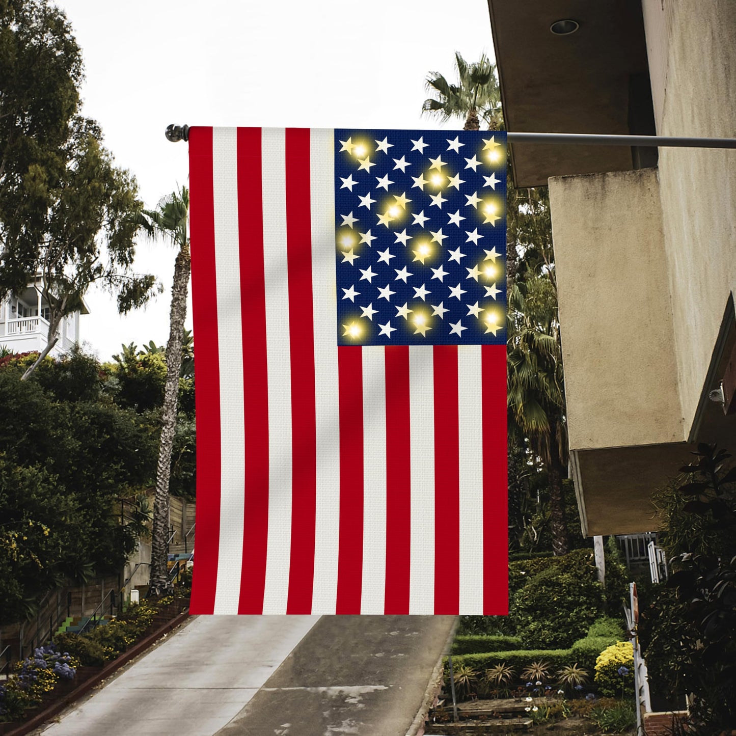 ACPOP Lighted Double Sided Garden Flag, Yard Flag for July 4th Independence Day Patriotic Memorial Day, Decorative Banners for Outside Lawn House Party Holiday