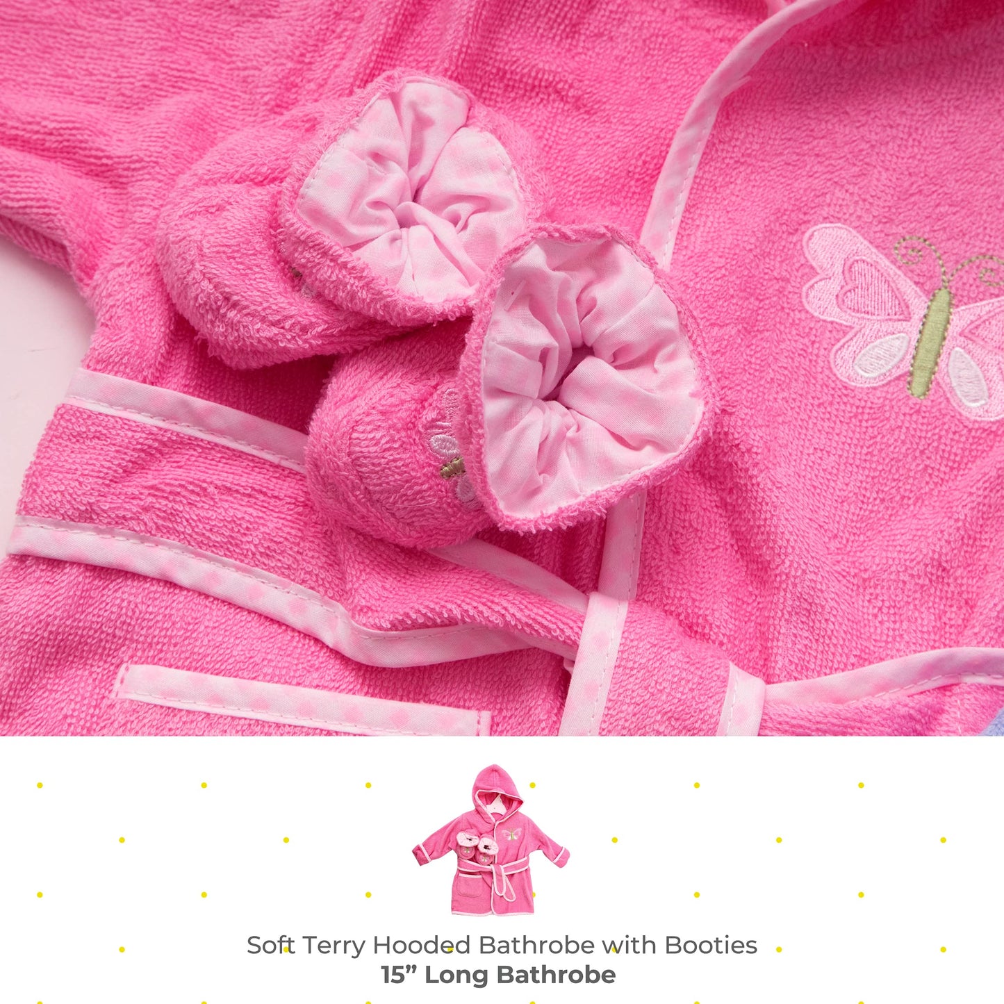 Spasilk 100% Cotton Hooded Terry Bathrobe with Booties — Baby Girl Gifts — Baby Boy Gifts — One Size — Shower Gift