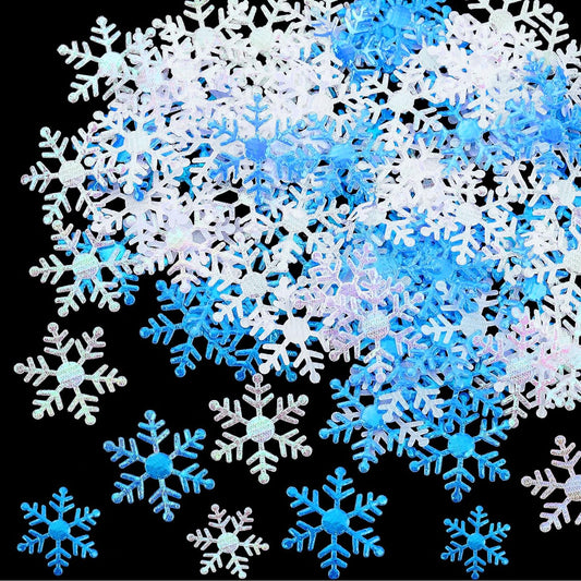 1600 Pieces 3 Size Snowflake Confetti Christmas Snowflake Glitter Confetti Table Decor for Winter Xmas Party Wonderland Party Supplies DIY Craft(White)