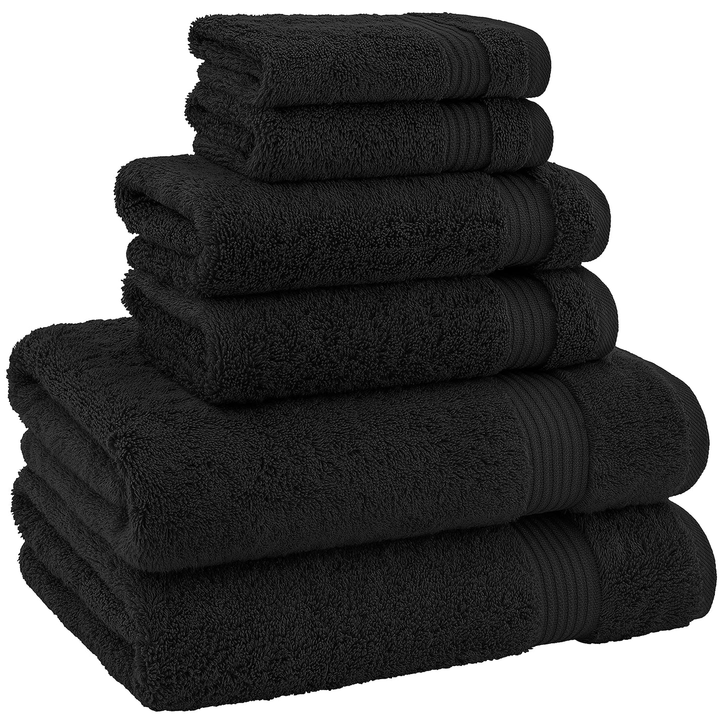 American Veteran Towel, 100% Cotton Turkish 6 Piece Towel Set, Luxury Towels Set of 6 for Bathroom Essentials, 2 Bath Towels 2 Hand Towels 2 Washcloths, Black