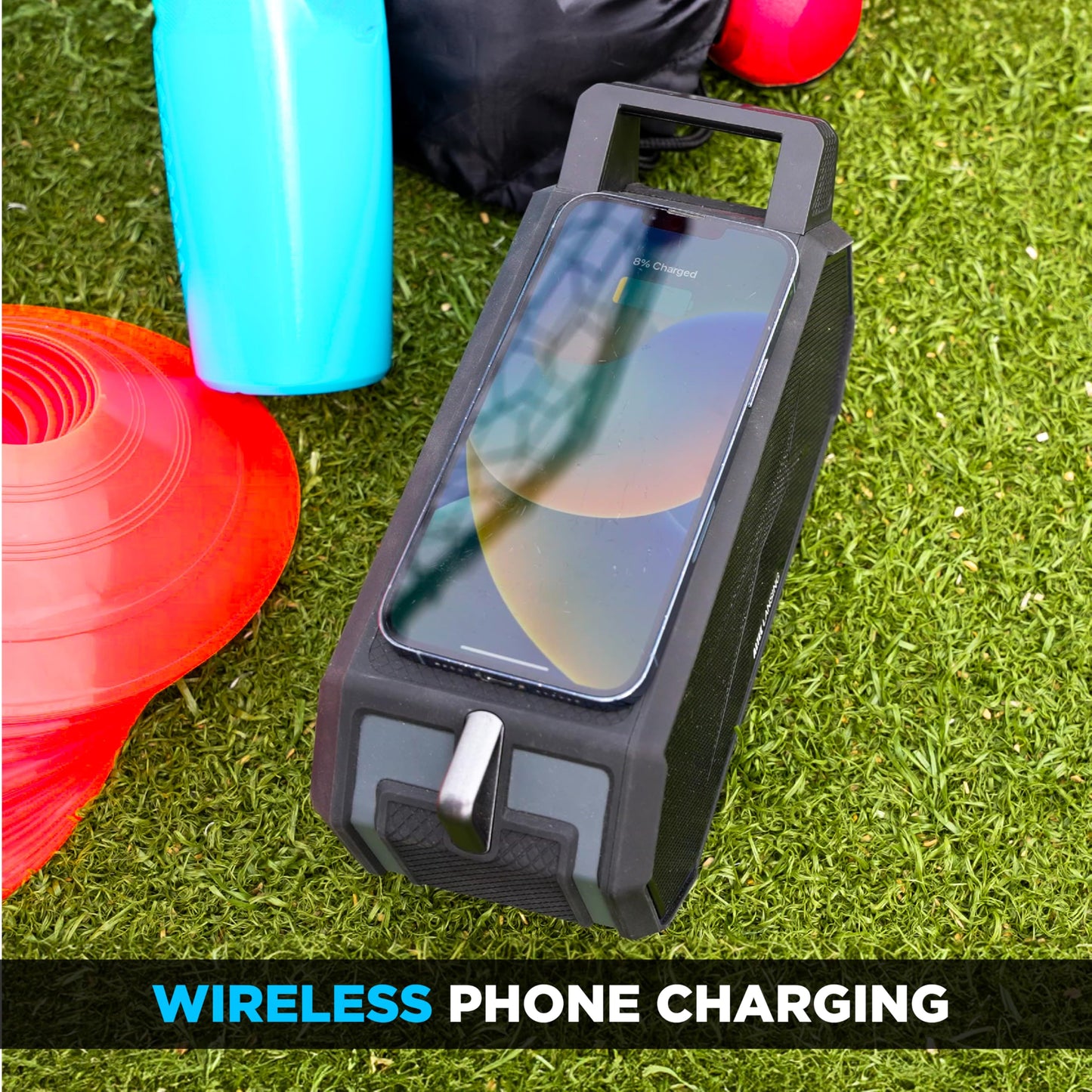 Altec Lansing Portable Bluetooth Speaker HYDRABOOM 2.0, 32W Output Power, 16Hr Playtime, Party Sync, Qi Wireless Charging, Everything-Proof, Voice Assistant Compatible - Black