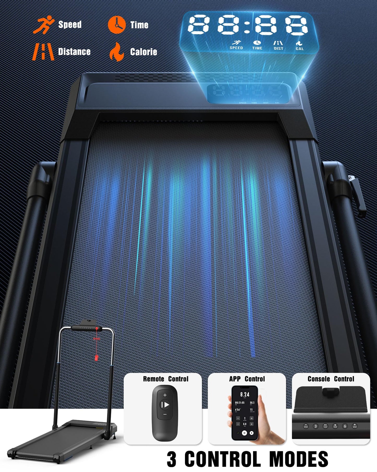 WELLFIT Walking Pad Treadmill with 10% Incline, Under Desk Treadmill for Home/Office, 2 in 1 Folding Treadmills with APP/Remote Control and LED Display, 0.6-7.6 MPH 360 lbs Capacity