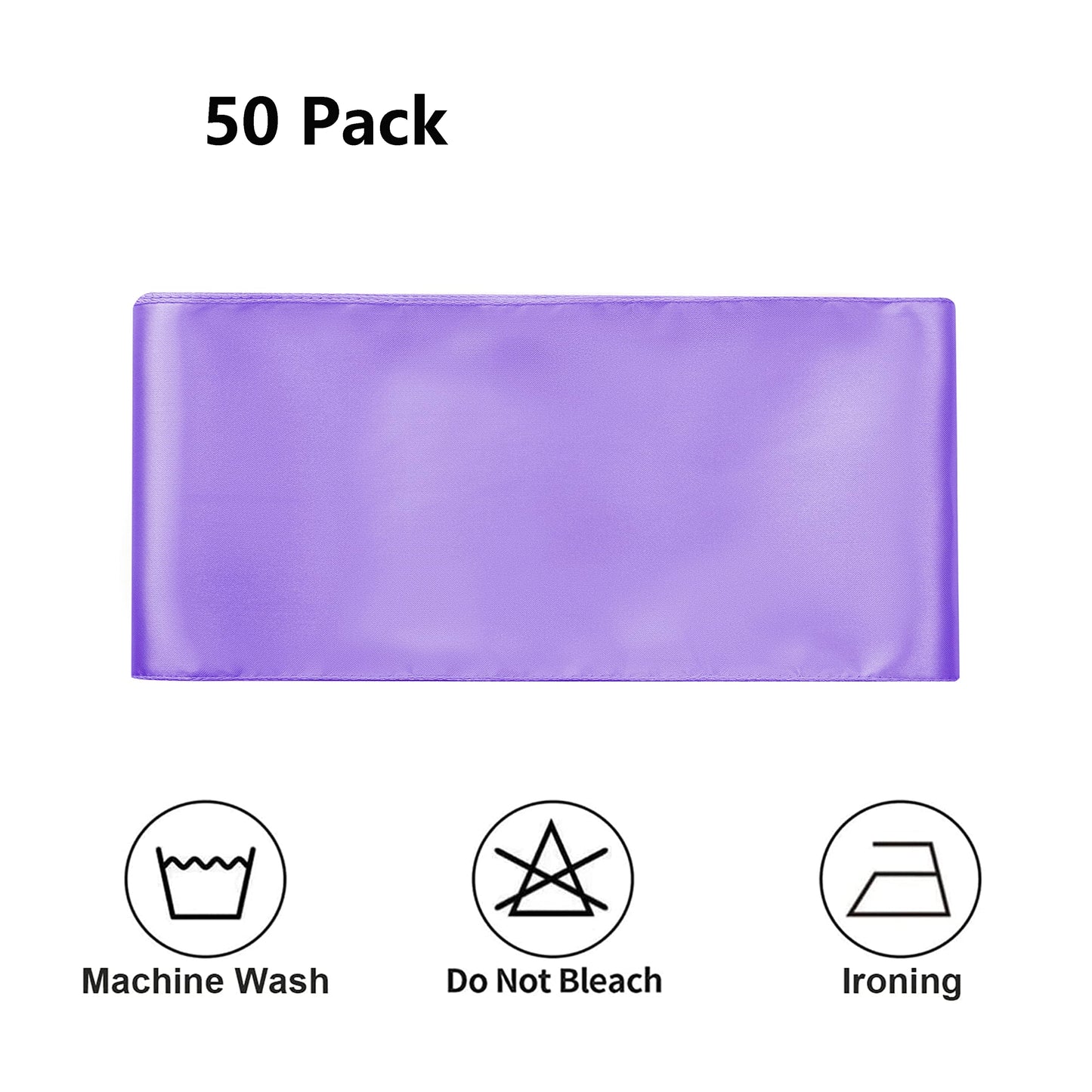 MAGTOWNE Satin Lavender Chair Sashes 50 Pack, Lavender Sashes for Chairs Covers, Light Purple Chair Bows for Party Wedding Birthday Banquet Decor
