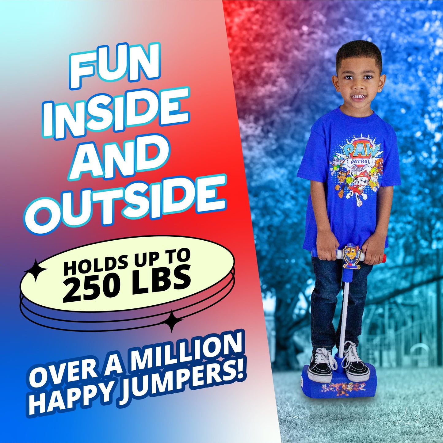 Flybar My First Foam Pogo Jumper for Kids Fun and Safe Pogo Stick for Toddlers, Durable Foam and Bungee Jumper for Ages 3 and up, Supports up to 250lbs (Paw Patrol Chase)