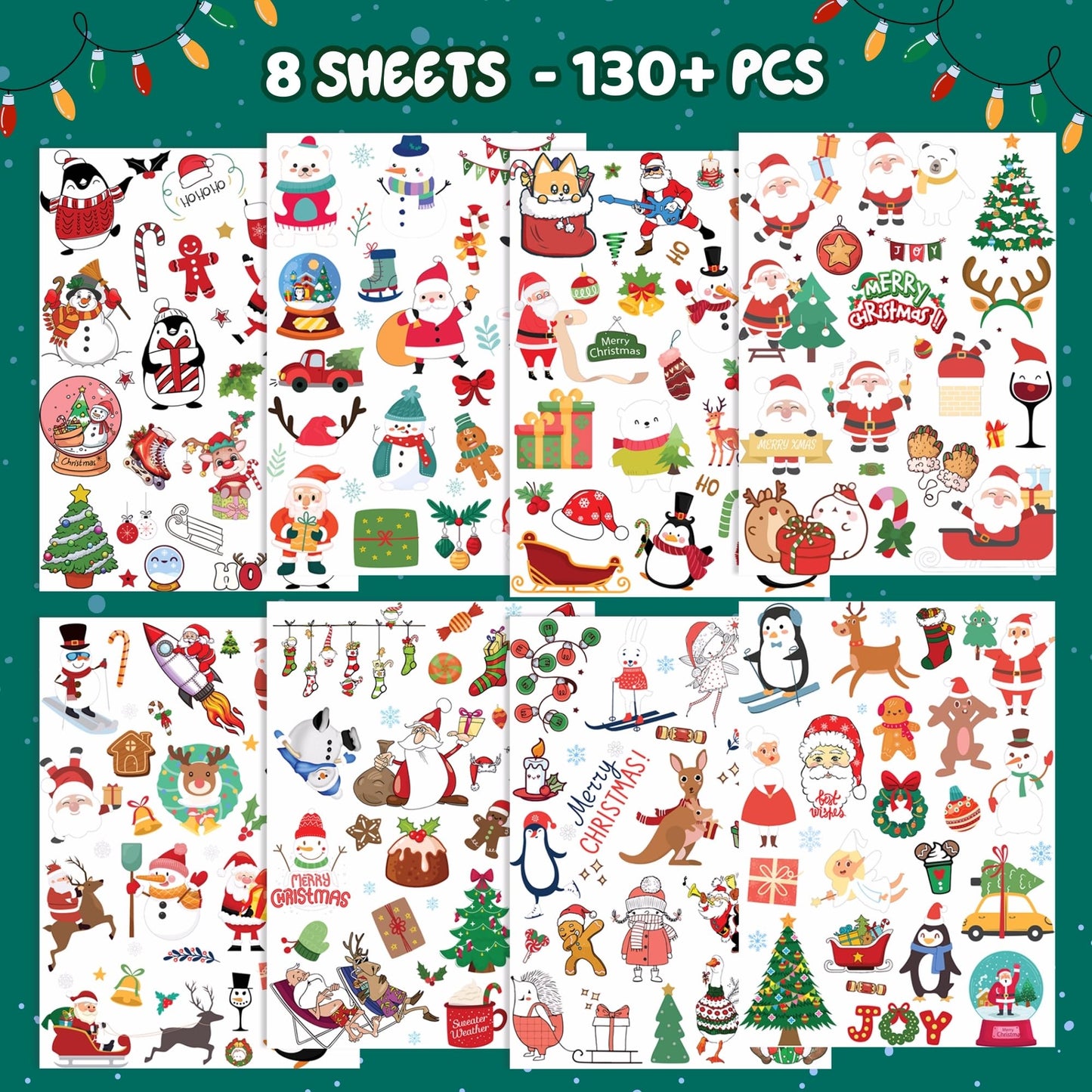 Christmas Temporary Tattoos for Kids Stocking Stuffers and Gifts, Christmas Tattoos Stickers, Holiday Party Supplies, Holiday Decorations Supplies
