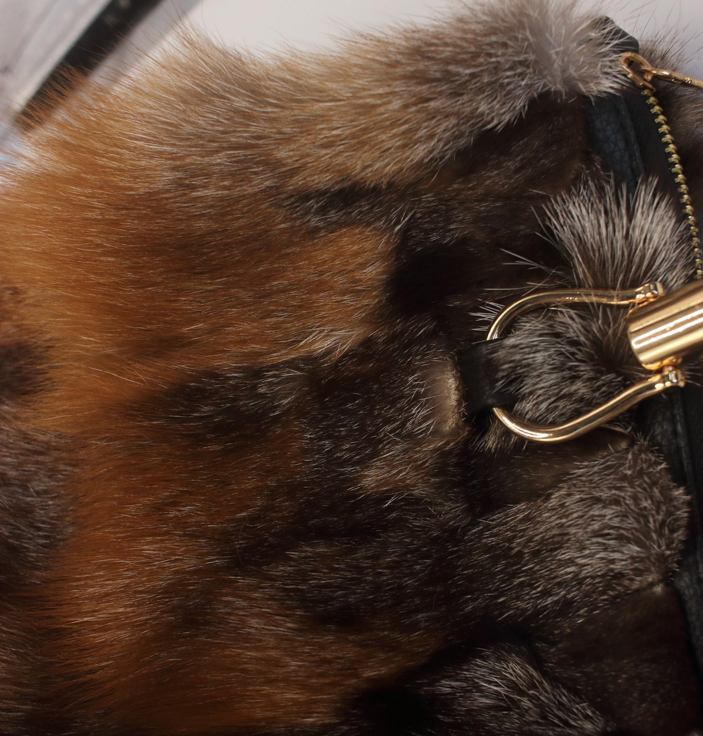 Fosrion Luxury Real Fox Fur Handbag For Women Ladies Furry Shoulder Bag (Fire)