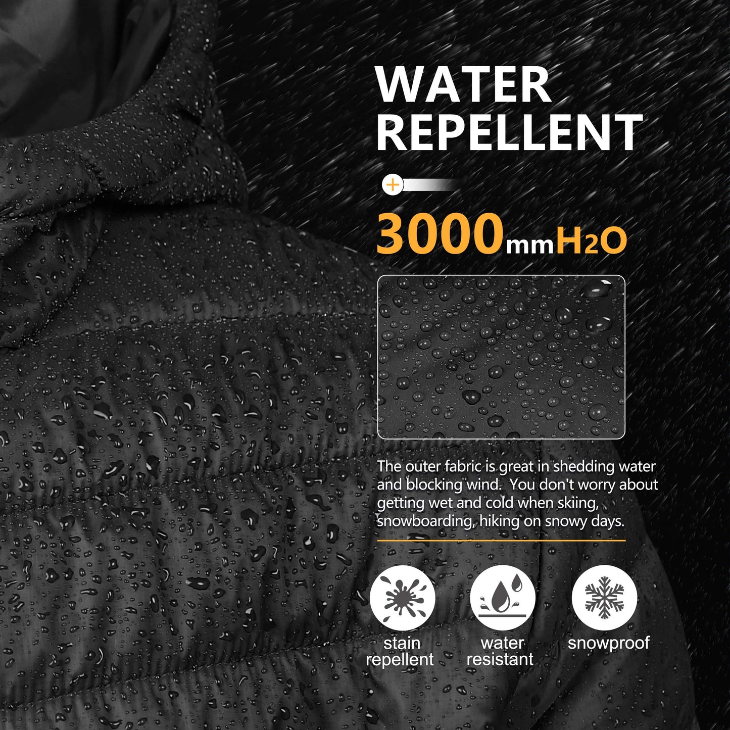 Outdoor Ventures Men's Lightweight Packable Hooded Puffer Jacket Insulated Winter Coat for Snow Ski Traveling