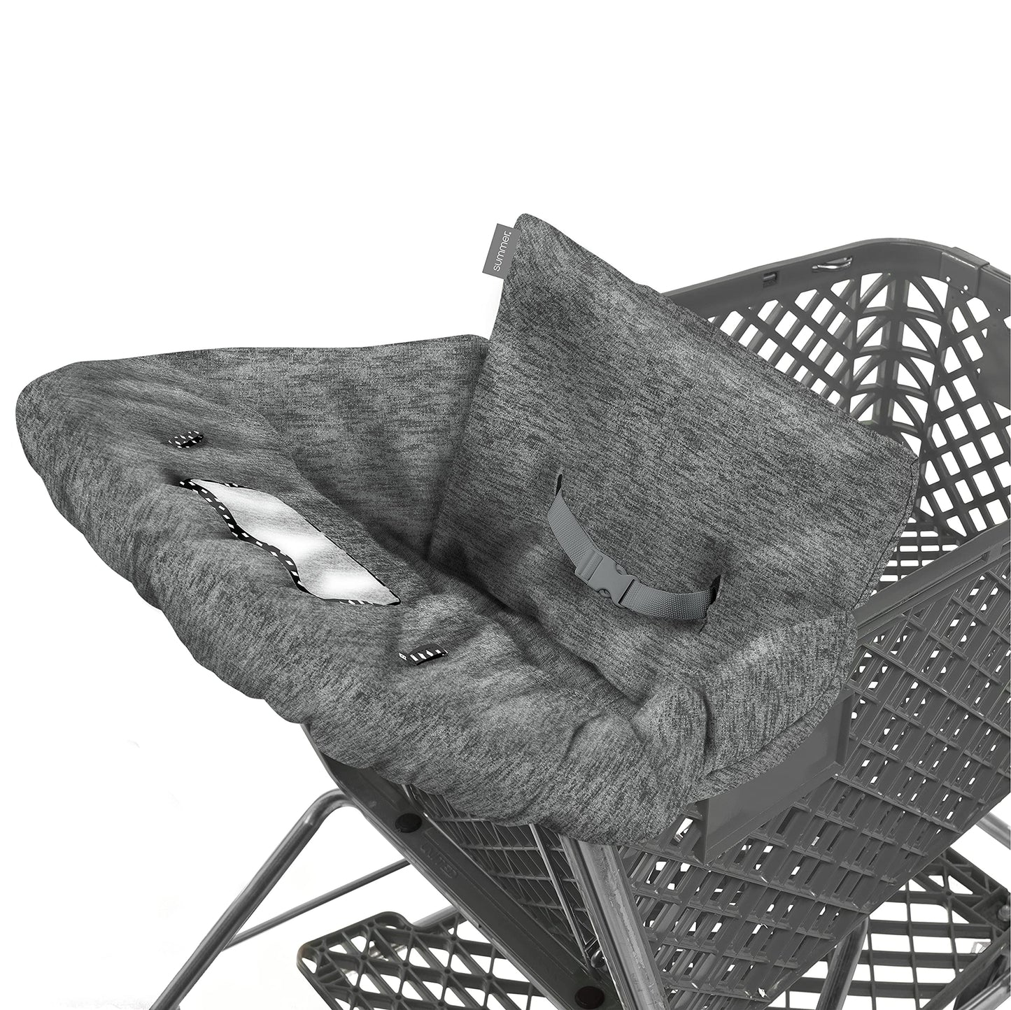Summer 2-in-1 Full Coverage Cushy Shopping Cart Cover (Heather Gray) and High Chair Cover with Removable Seat Positioner, Strap, Phone Holder, and Toy Loops, Heather Gray and Black