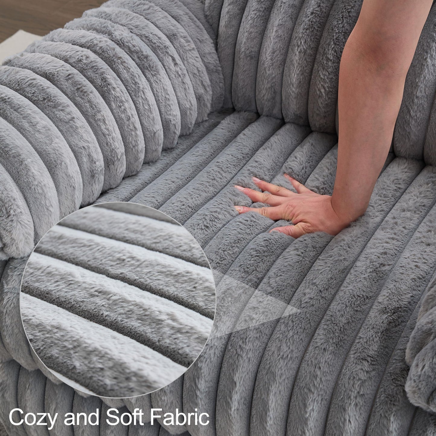 Oversized Power Recliner Chair for Adults, 42" Wide Electric Reclining Chair with USB Port, Faux Fur Overstuffed Single Recliner Chairs for Living Room/Bedroom/Office