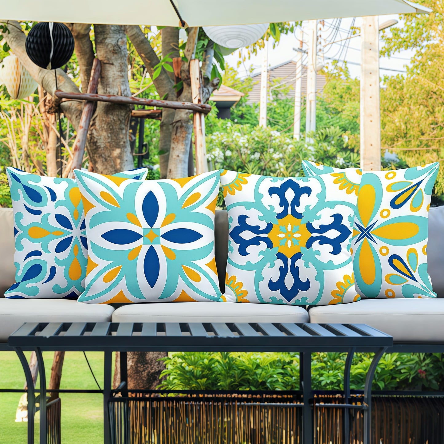 coclothy Outdoor Pillow Covers - 4 Pack Outdoor Pillow Covers 18x18 Waterproof PillowCovers for Patio Furniture Decorative Pillowcases