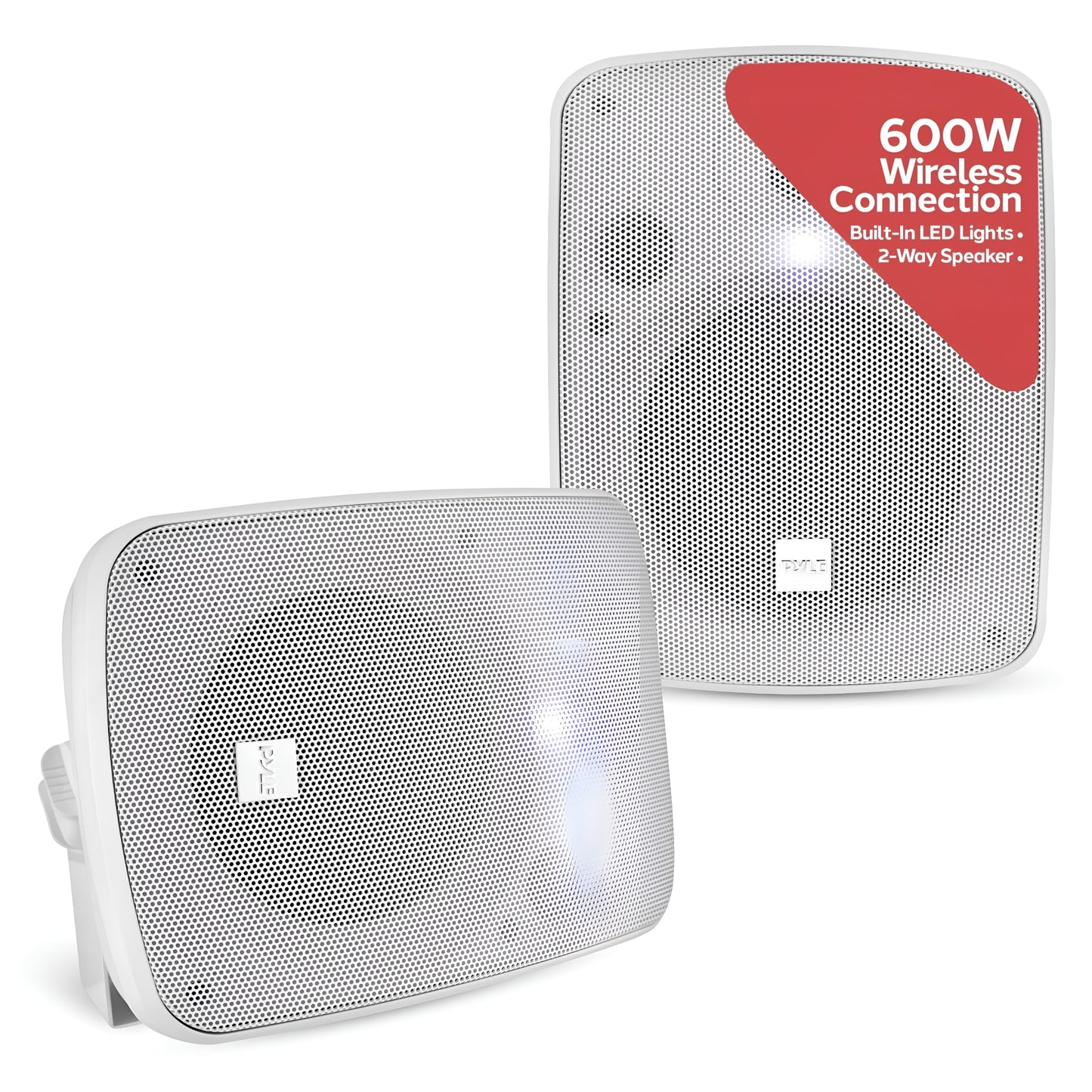 PYLE Outdoor Speakers - Pair of Bluetooth Waterproof Wireless Speakers - 600 Watt 2-Way Full Range Stereo Speaker, Marine Grade Weatherproof, Wall/Ceiling Universal Mounting - Home, Boat, Patio Pool