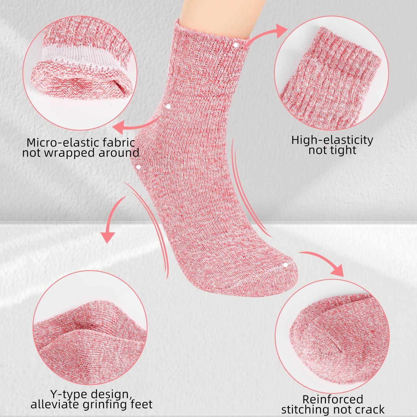 LWWTBS Womens Wool Socks 5 Pairs Winter Warm Thick Knit Wool Soft Vintage Casual Crew Socks Gifts for Women Men (Mul-5)