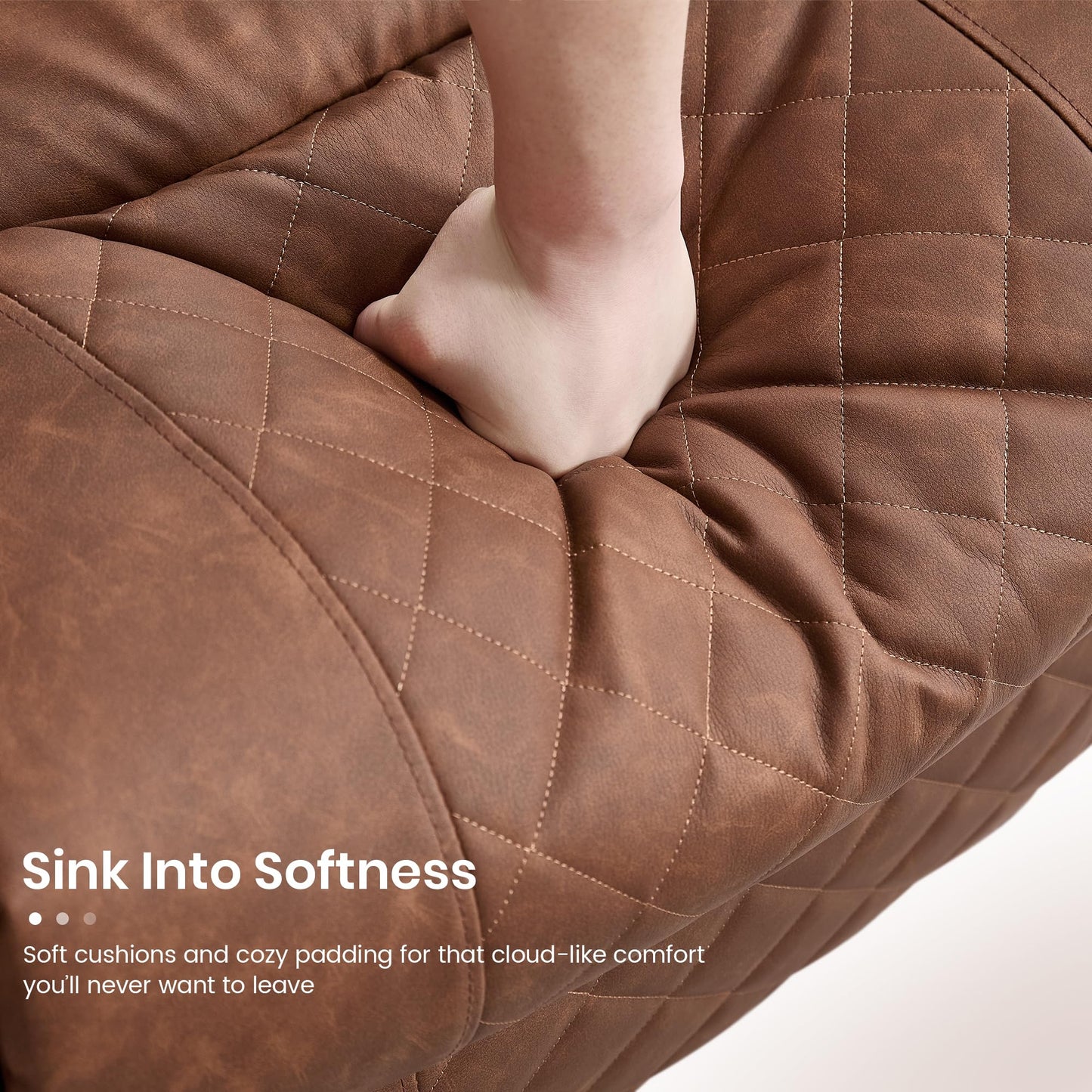 Leather Rocker Recliner with Cup Holder, Manual Reclining Chair for Living Room, Modern Home Theater Lounge Seating with Soft Padded Seat for Comfort (Faux Leather,Brown)