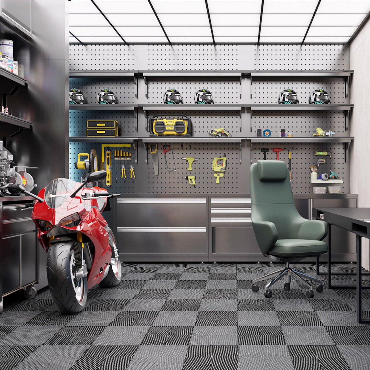 HOTSYSTEM Durable Polypropylene Interlocking Modular Garage Floor Tiles, Versatile Interlocking Floor Tiles, 15.7'' x 15.7'' x 0.7''(Thickness) Flooring Tile(20 Pack), Grey