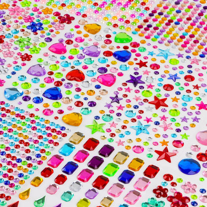 6059 PCS Gem Stickers,Gem for Crafting,Jewels Rhinestones for Crafts,Self Adhesive Stick on Gems Gemstones Diamond Stickers for Face Scrapbook Supplies DIY Craft Art,Heart Pearl Small Sticker for Kids