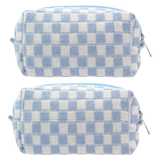 PAZIMIIK Checkered Makeup Bag for Purse Portable Zipper Make Up Pouch Small Cosmetic Case for Travel Accessories (Hotpink)