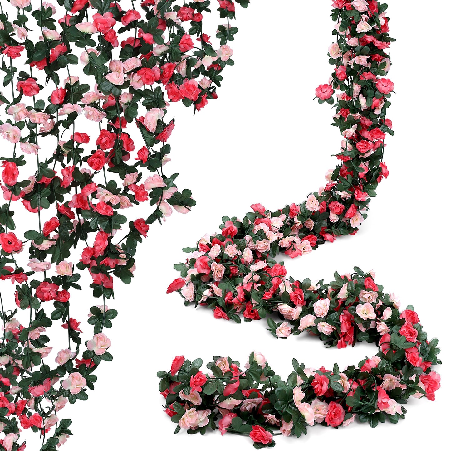 AWARDSEN 5PC 41FT Spring Flower Garland Pink Fake Flower Vine Artificial Flowers Garland Hanging Vines with Flowers Strings Wedding Decoration Spring Flower Garlands