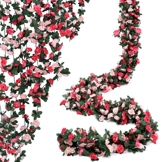 AWARDSEN 5PC 41FT Spring Flower Garland Pink Fake Flower Vine Artificial Flowers Garland Hanging Vines with Flowers Strings Wedding Decoration Spring Flower Garlands