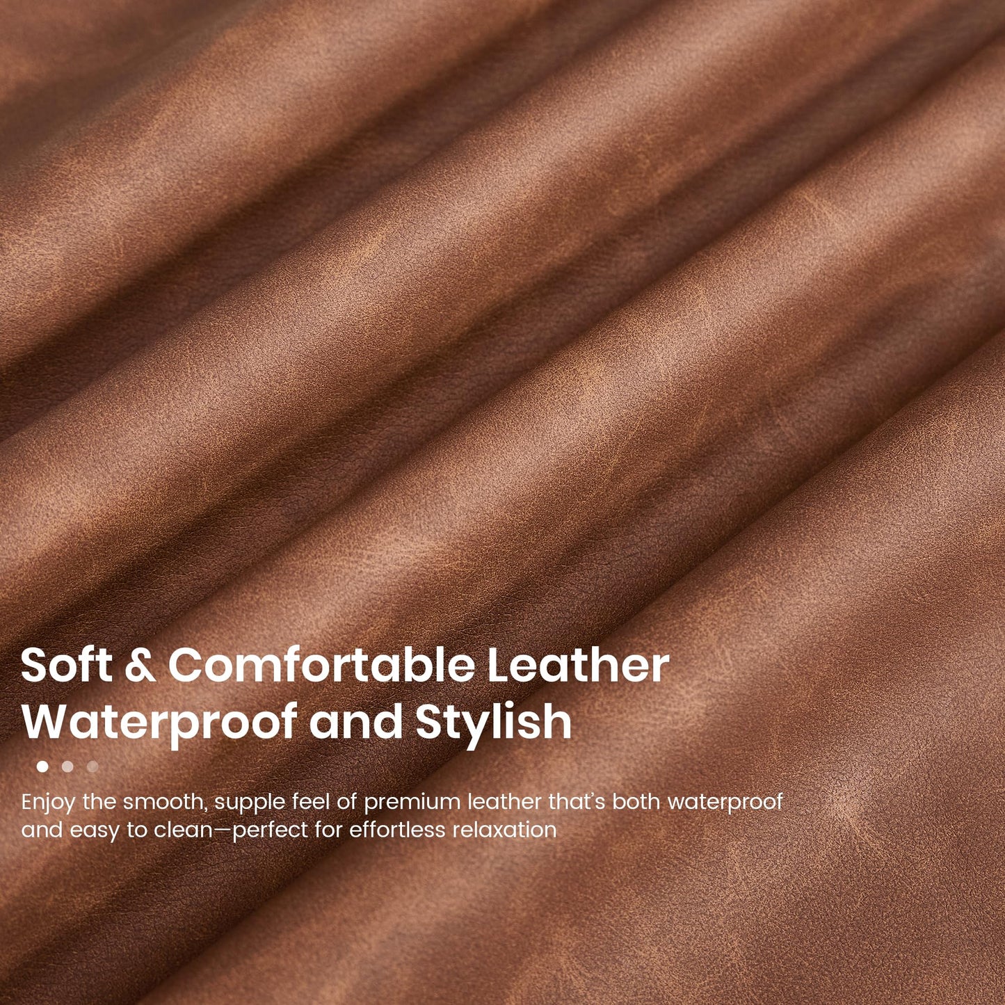 Leather Rocker Recliner with Cup Holder, Manual Reclining Chair for Living Room, Modern Home Theater Lounge Seating with Soft Padded Seat for Comfort (Faux Leather,Brown)