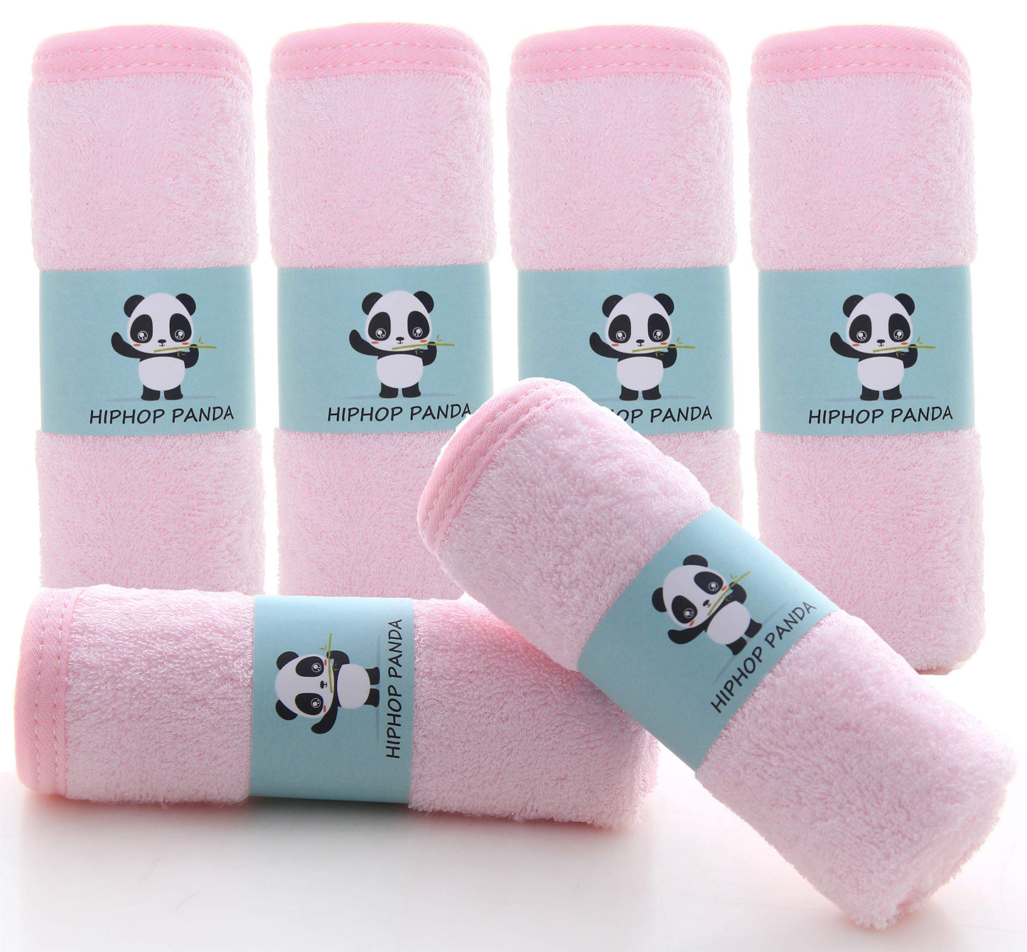 HIPHOP PANDA Baby Washcloths, Rayon Made from Bamboo - 2 Layer Ultra Soft Absorbent Newborn Bath Face Towel - Reusable Baby Wipes for Delicate Skin - White, 6 Pack