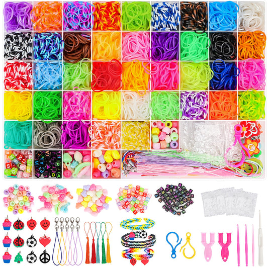 UUEMB 10000+ Rubber Band Bracelet Kit, Colorful Loom Bracelet Making Kit with Storage Box, DIY Art Craft Kit with Charms Beads for Beginners Kids Girls Boys Birthday Parties Christmas Gift