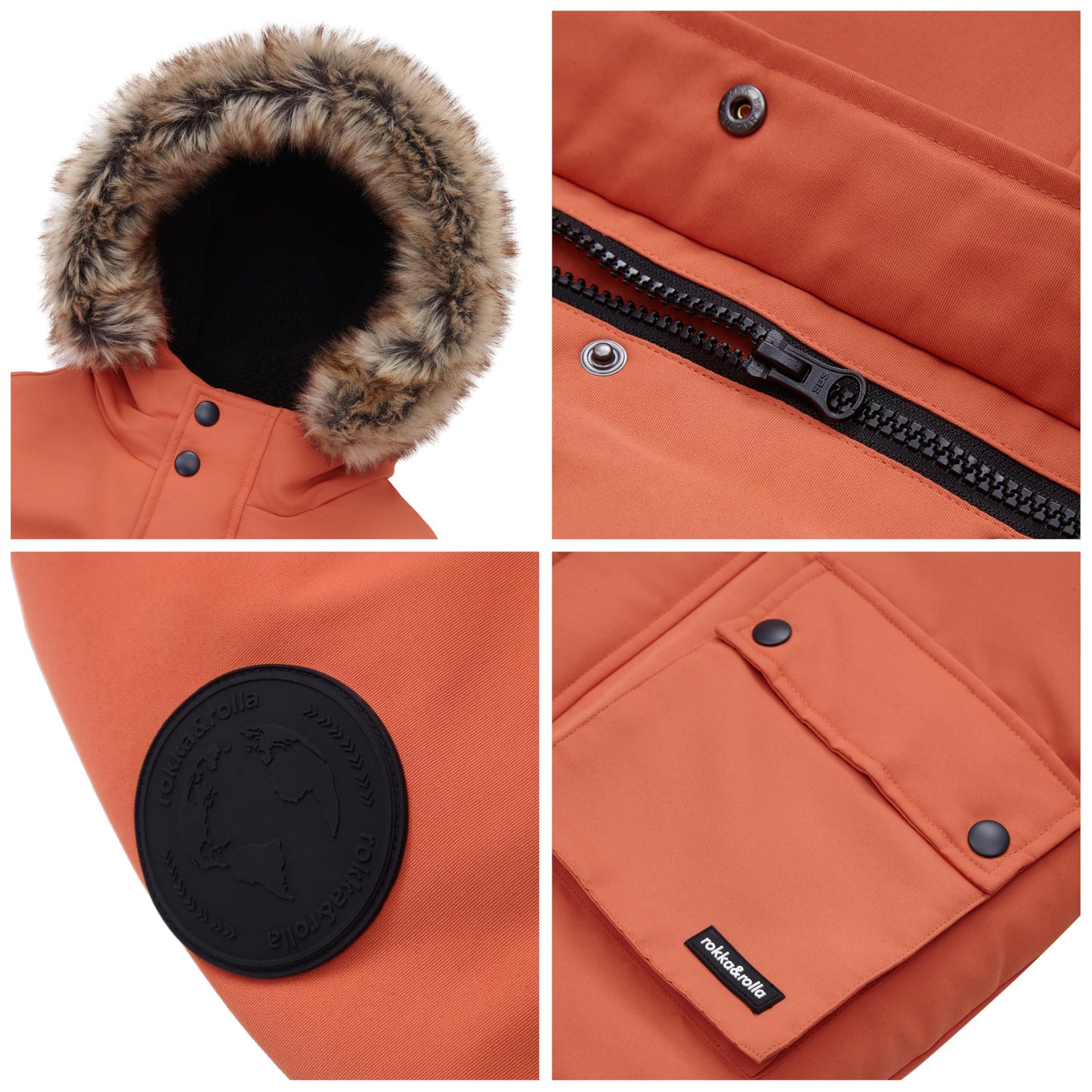 Rokka&Rolla Boys' Warm Parka Jacket Sherpa Fleece Lined Winter Snow Coat