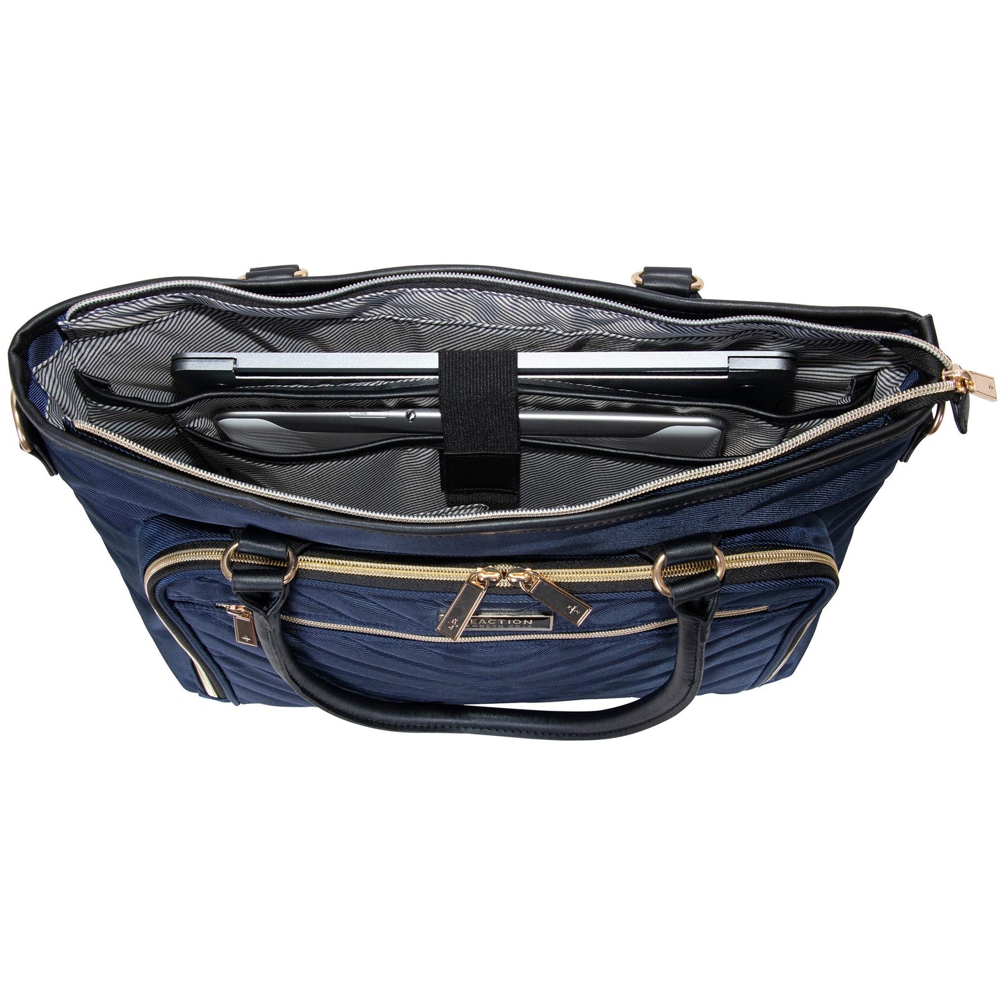 Kenneth Cole REACTION Chelsea Quilted Chevron 15" Laptop & Tablet Business Tote with Removable Shoulder Strap, Navy
