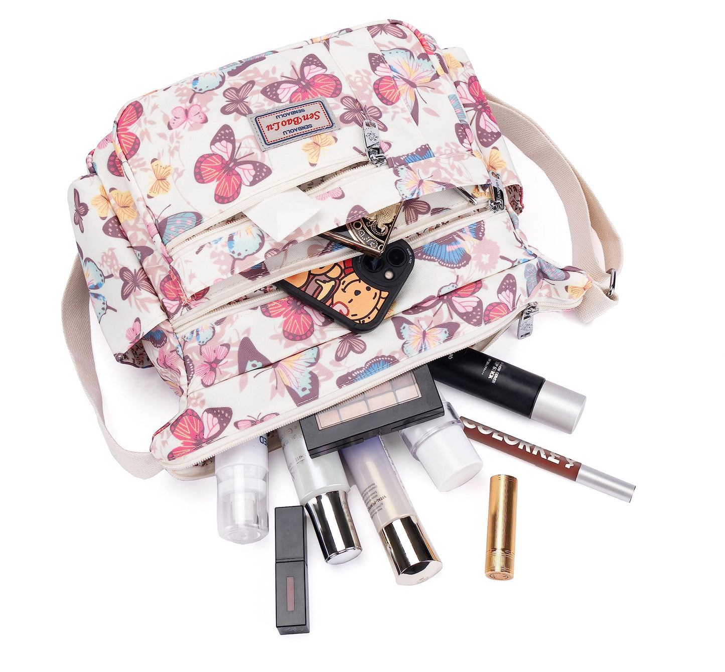 Nawoshow Women Shoulder Handbag Multiple Pockets Bag Ladies Tote Top Handle Satchel Crossbody Purse (G01-Butterfly)