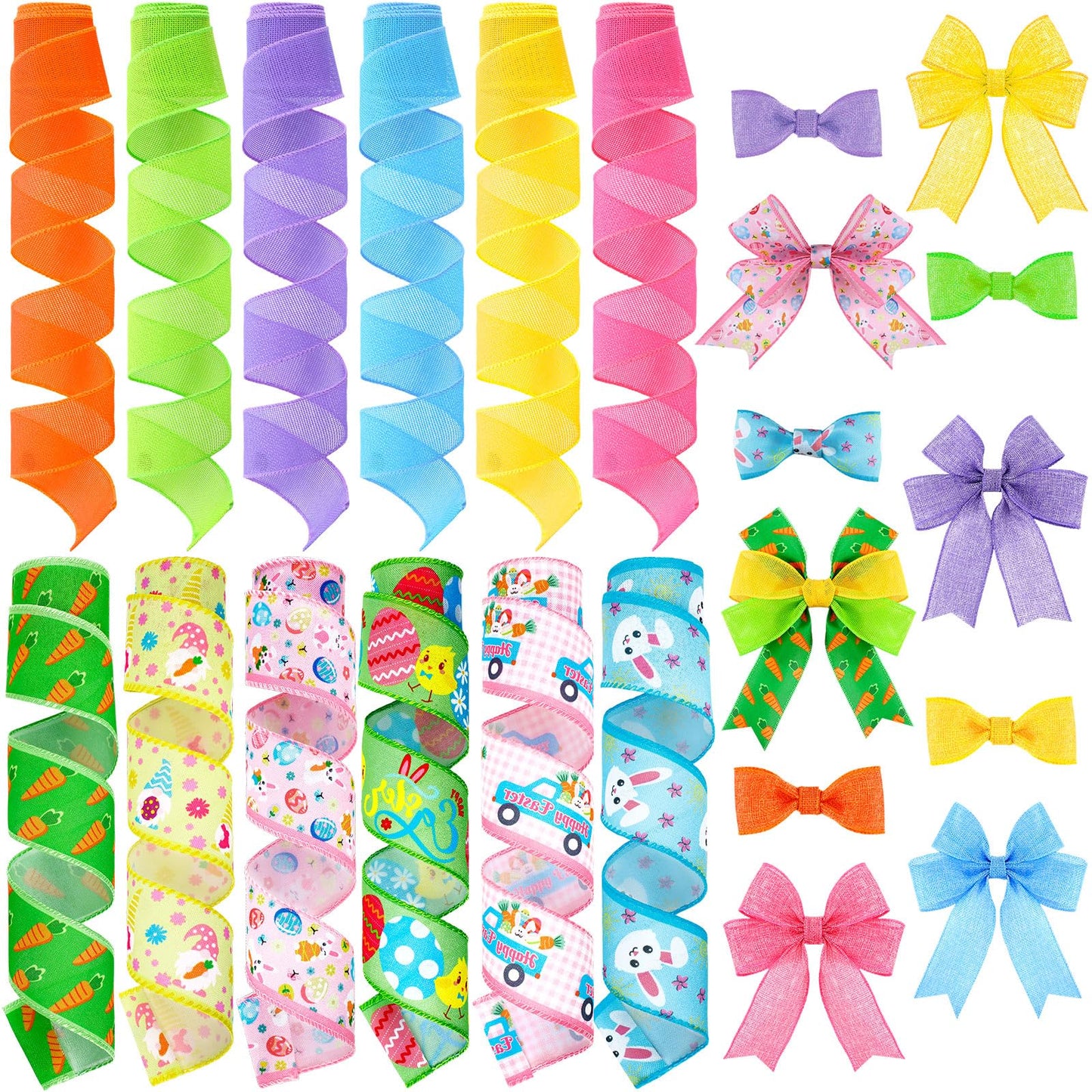 Chunful 12 Rolls Back to School Wired Edge Ribbon 2" x 5 Yards Crayon School Bus Burlap Ribbon Crafts Fabric Decorative for Gift Wrapping Hair Bow Sewing Wreath Supplies