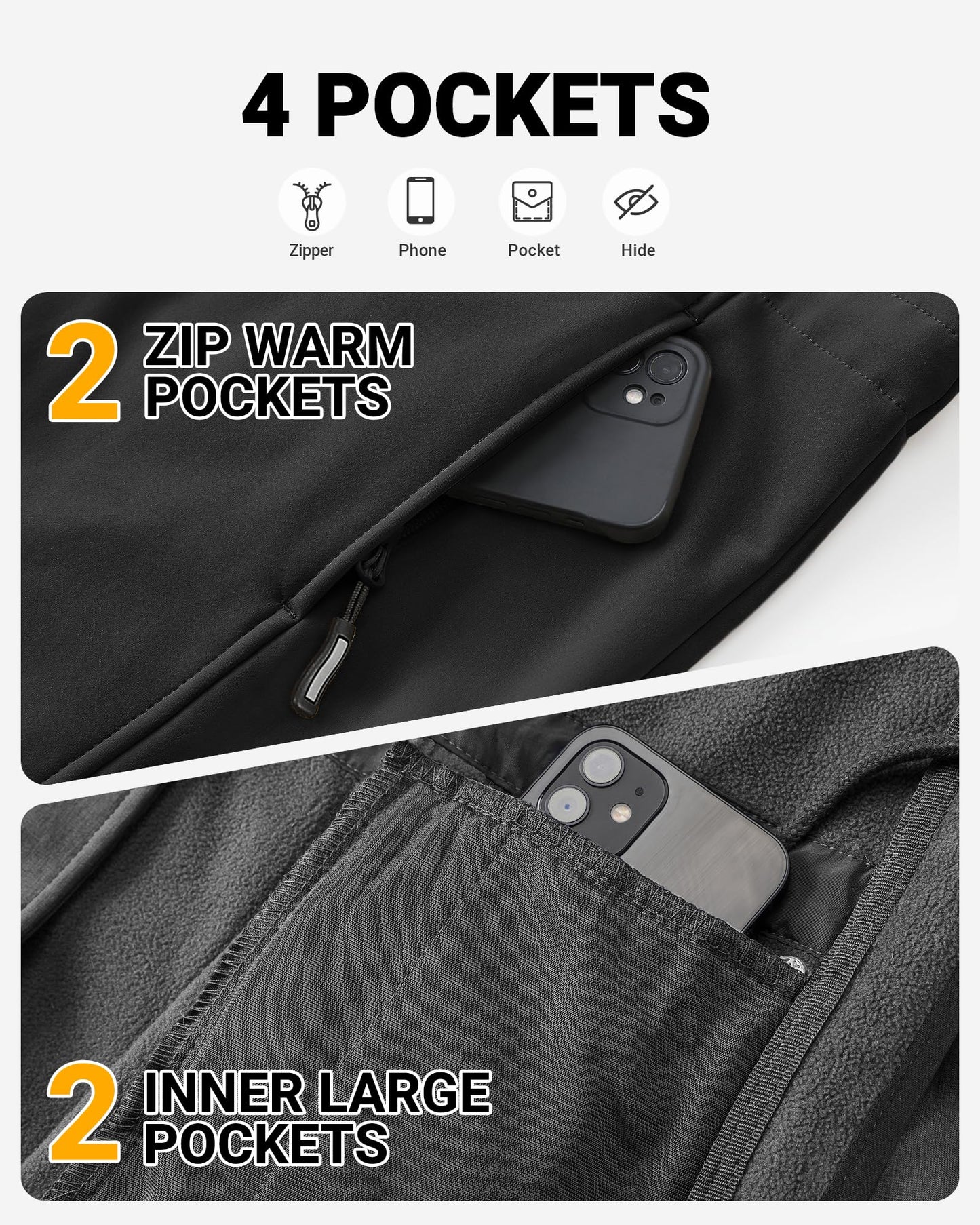 Outdoor Ventures Women's Lightweight Waterproof Fleece Lined Hooded Softshell Rain Jacket, Warm Windbreaker Long Coat