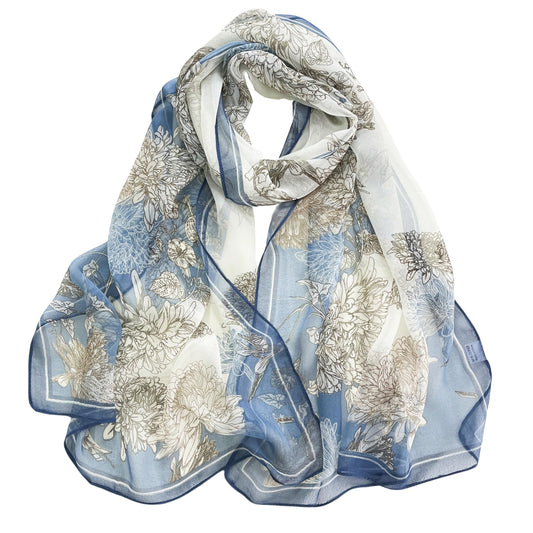 MINIDORA Lightweight Scarves for Women Elegant Floral Pattern Scarf Shawls Sunscreen Head Shawls