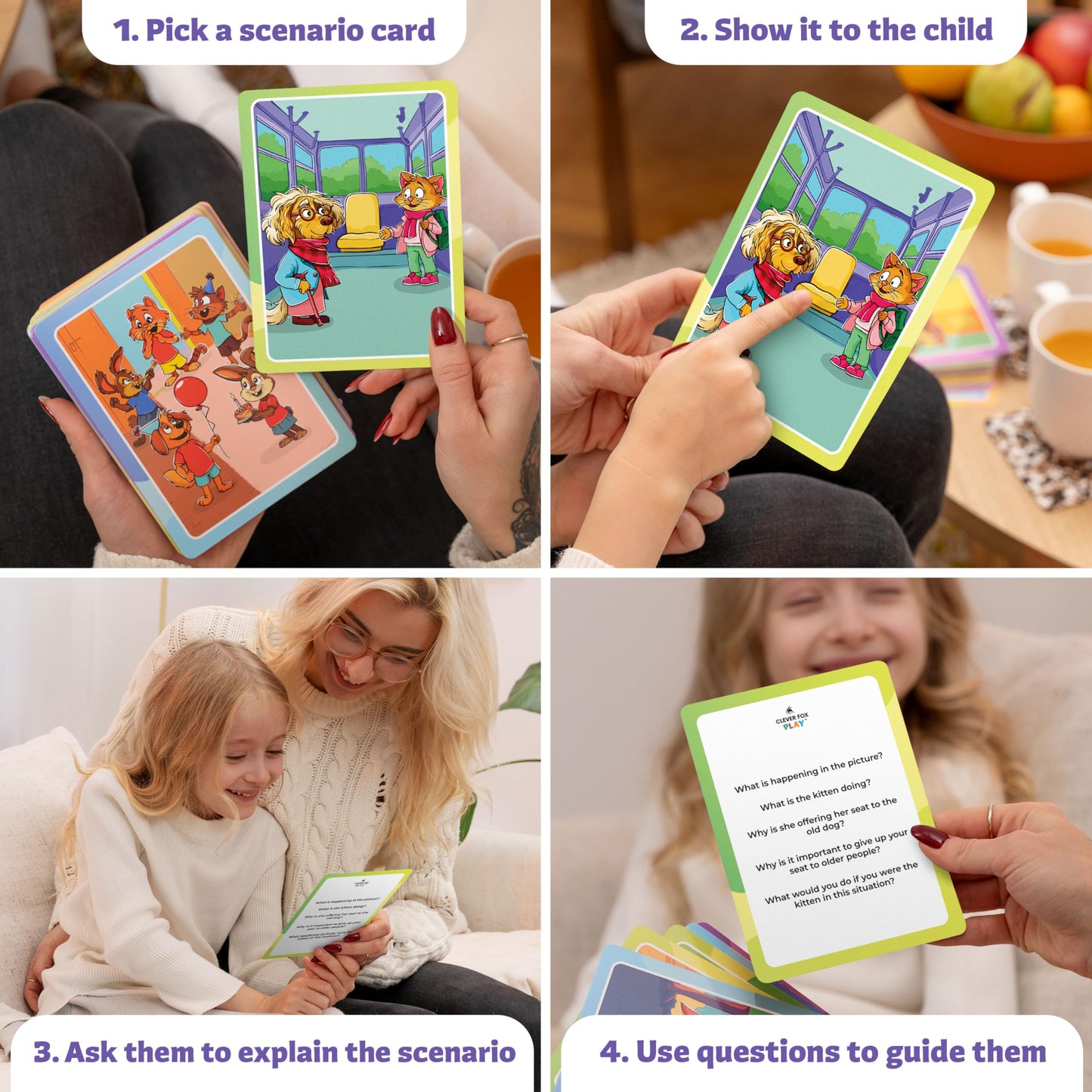 Who What Why Conversation Cards for Kids – Learning Materials for Social Skills, Emotional Intelligence, Empathy & Critical Thinking – Speech Therapy, Articulation & Sequencing Card Game, Ages 4+