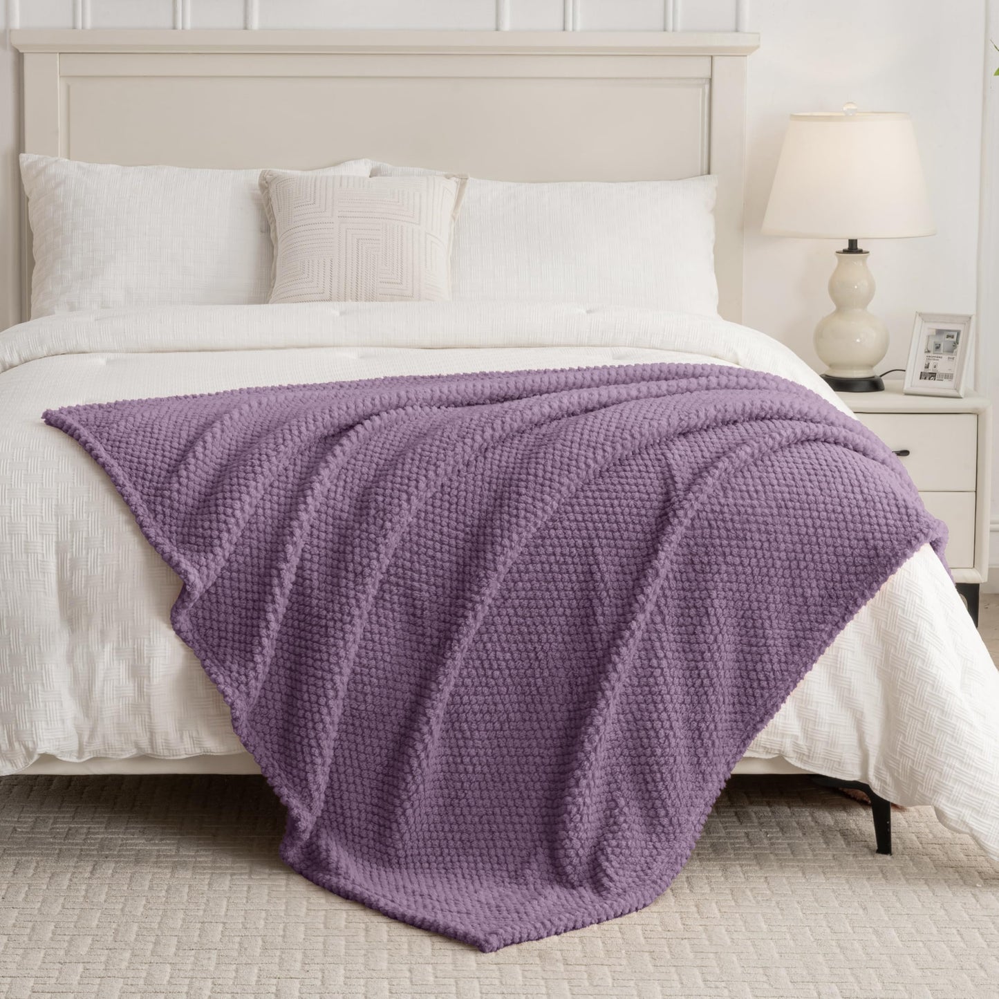Purple 300GSM Fleece Throw Blanket for Couch Sofa Bed, 50x70 Soft Cozy Flannel Blankets, Lightweight Fuzzy Fluffy Throws for Women
