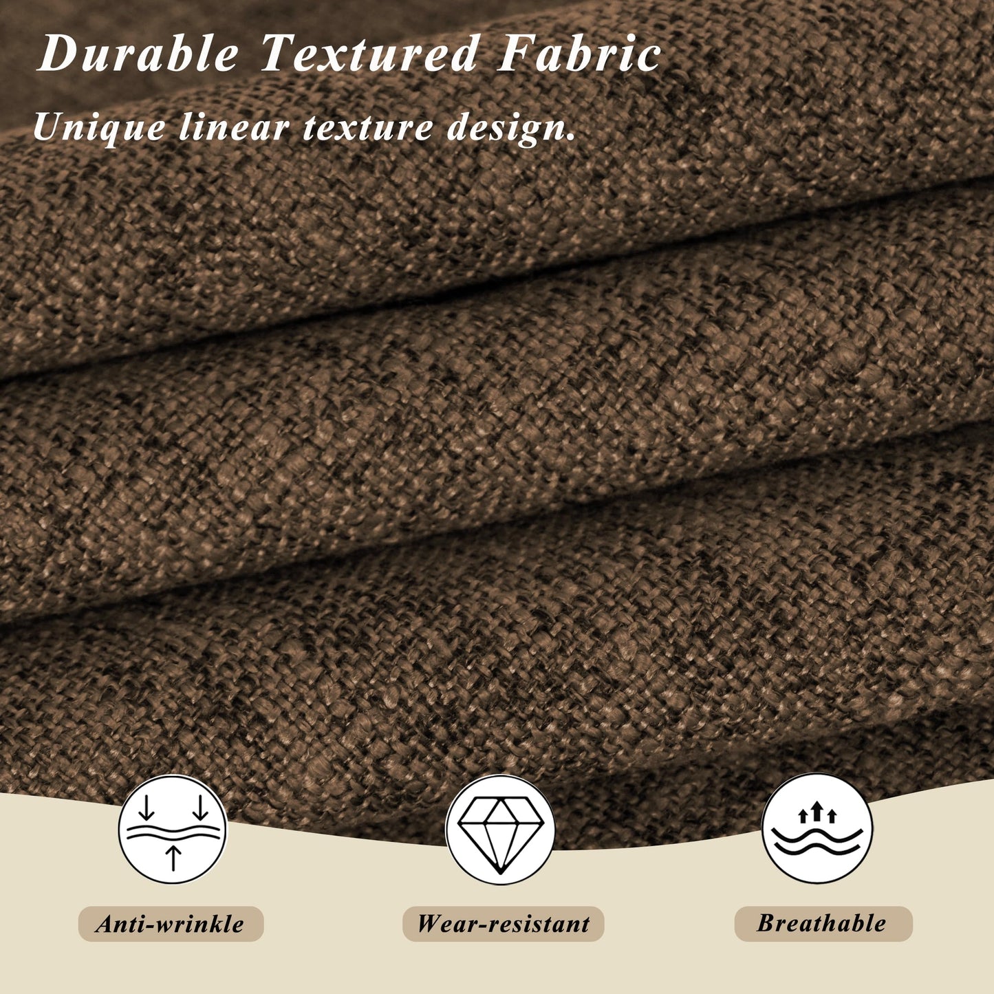 FlyGulls Chair Cushions for Dining Chairs Set of 4 Durable D-Shaped Seat Cushions with Non-Slip Backing Secure Ties Thick Cozy Seat Pad for Kitchen Dining Room Office(18x16.5x3in Coffee)