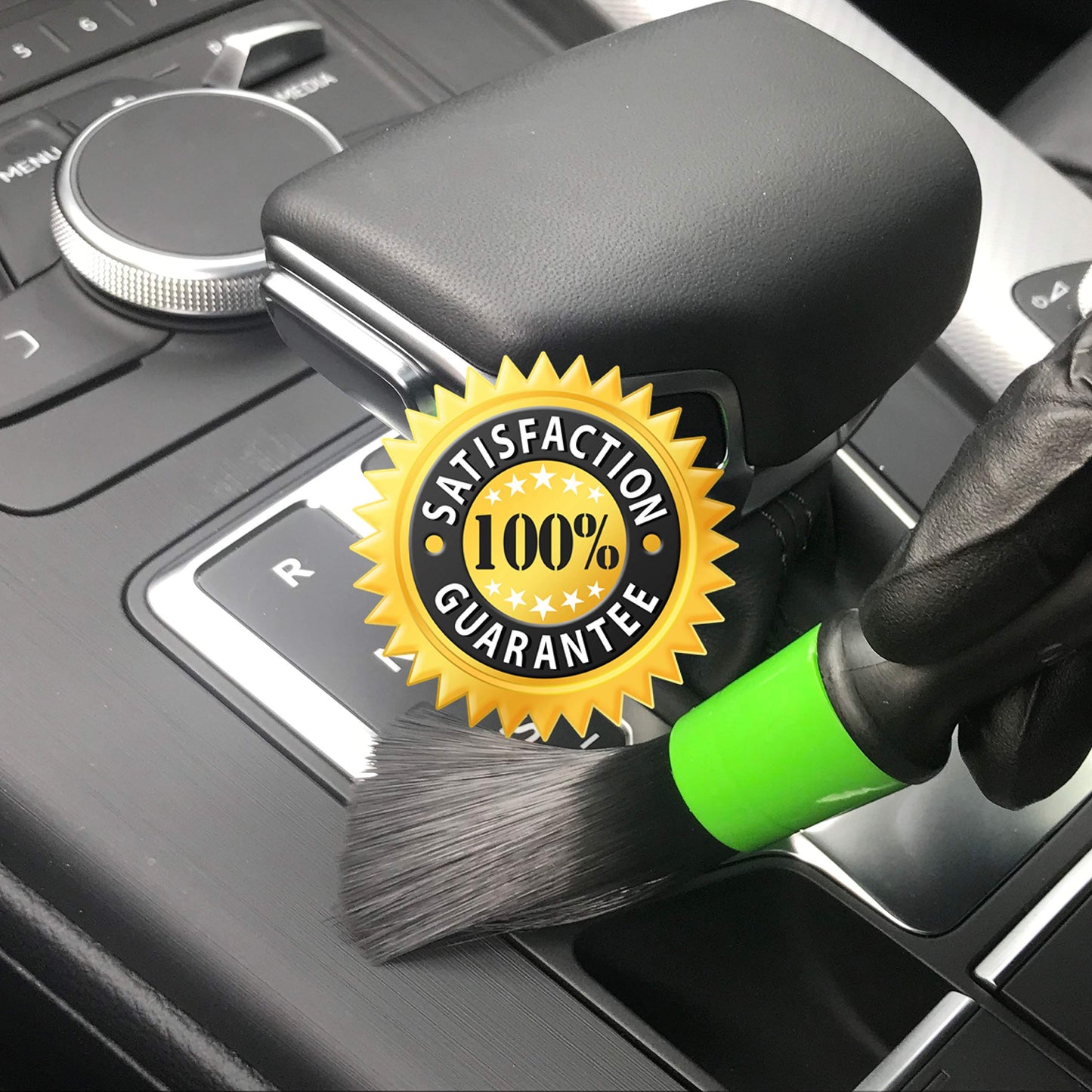 Detailshark Auto Detailing Brush Set (5) Best Car Detailing Brush Kit - Lug Nut/Leather/Wheel/Interior/Seat/Upholstery/Engine Washing - Reliable Brushes - Green