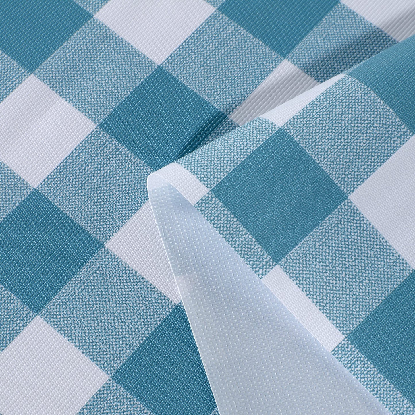 sancua Checkered Vinyl Rectangle Tablecloth, 60 x 102 Inch, 100% Waterproof Oil Proof Spill Proof PVC Table Cloth, Wipe Clean Table Cover for Dining Tables, Buffet Parties, Teal and White