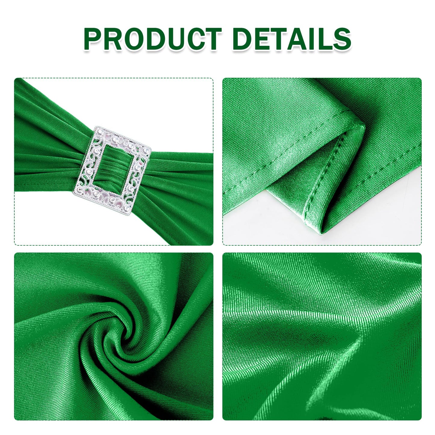 Joccun 60 PCS Spandex Chair Sashes Bows Stretch Chair Cover Band with Buckle Slider Universal Elastic Chair Ties for Wedding Banquet Party Event Decoration (EmeraId)