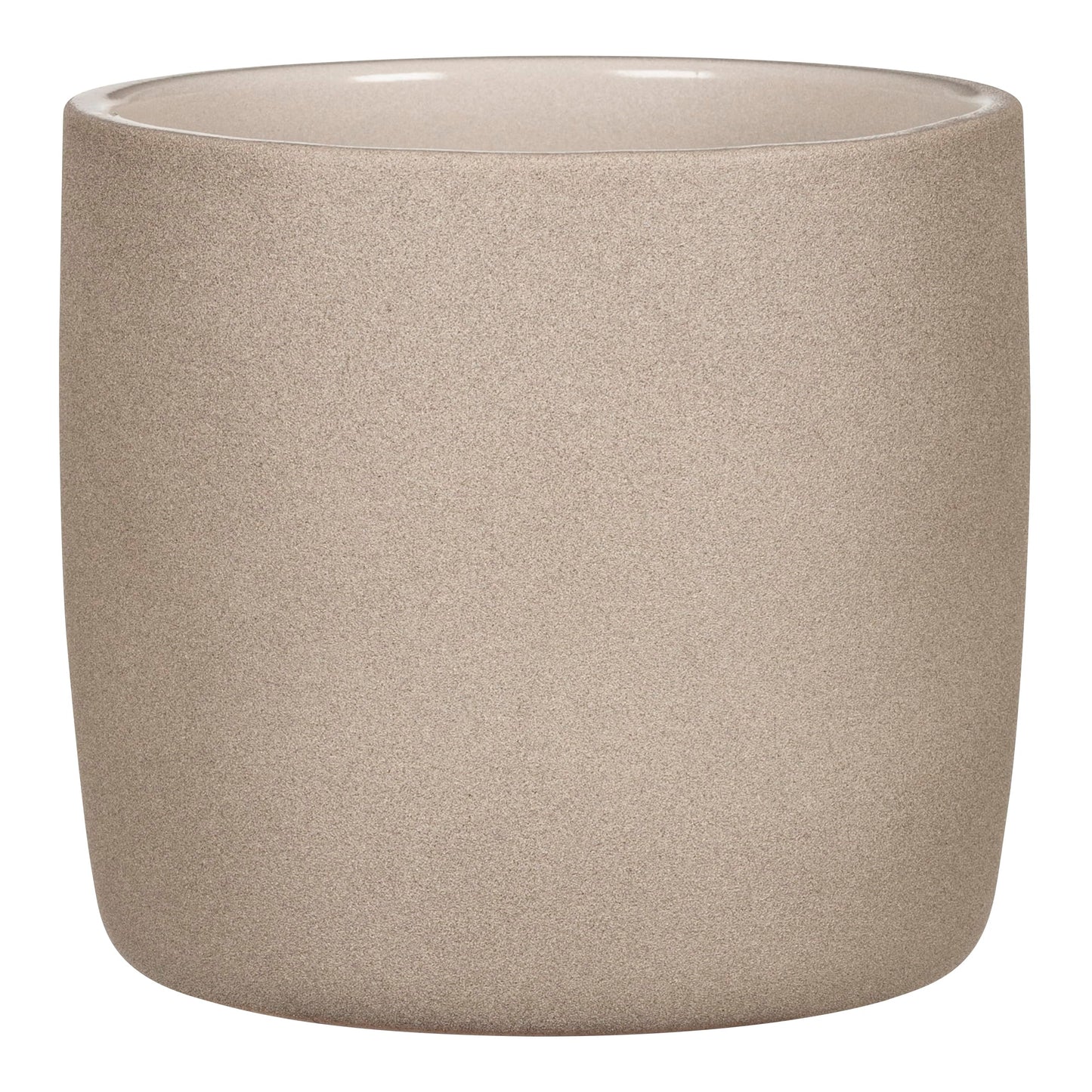 SCHEURICH Set of 2 Solido Taupe Stone Ceramic Pots – 5.9" Barrel-Shaped Indoor Planters – Durable&UV-Resistant - for Houseplants, Herbs & Greenery – Modern Decorative Design – Made in Germany – 0.5 gl