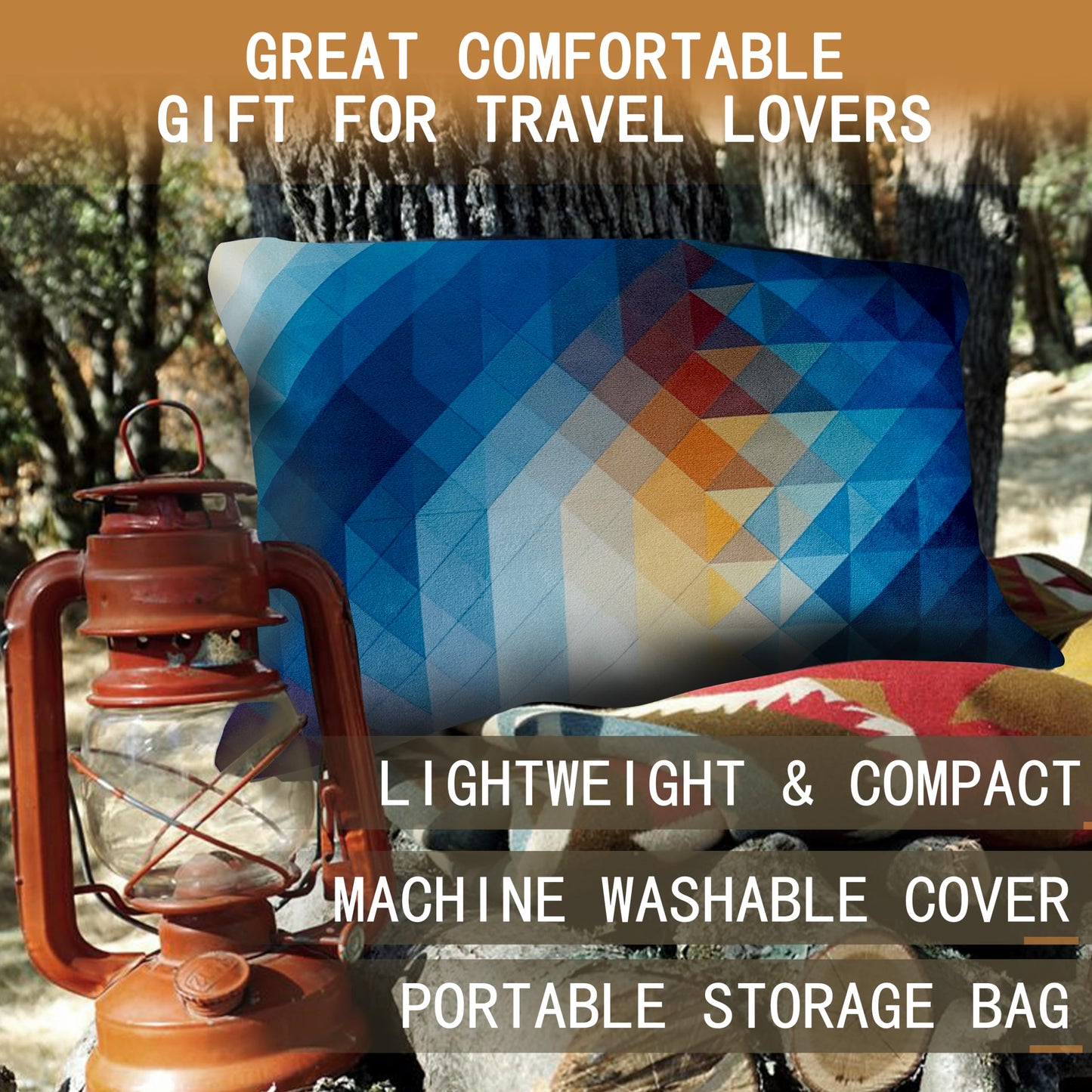 Xmzsdz Camping Pillow Shredded Memory Foam Travel Pillows for Sleeping Compressible Lightweight Camp Pillow Washable Backpacking Pillow for Camping & Hiking Firm Supportive Small Pillow for Travel