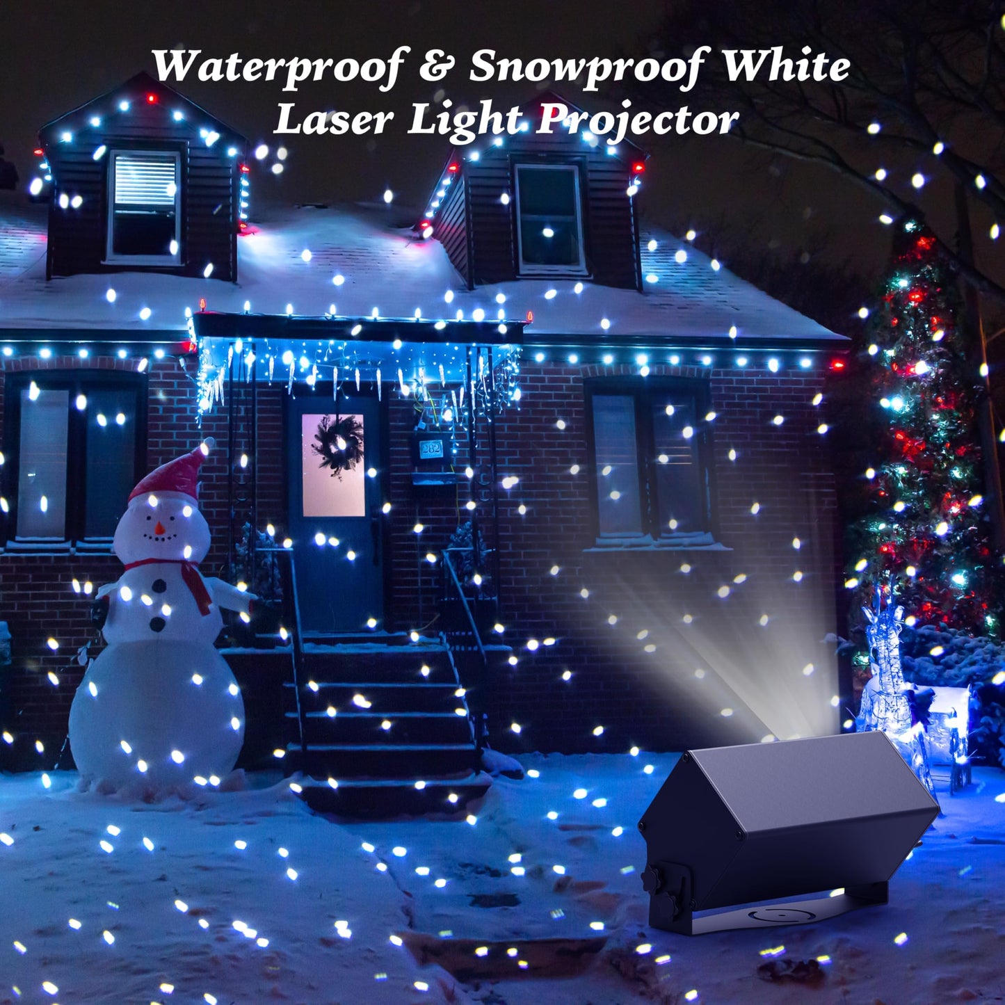 Outdoor Star Lights Projector, AIRIVO White Laser Fairy Lights Projector, Christmas Snowflake Projector 3 Lighting Modes Garden Light with Remote Control for Home, Patio,Landscape