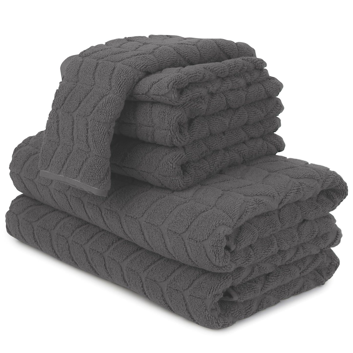 Ultra Soft & Stylish 700 GSM Luxury Bath Towels - 100% Zero-Twist, Long-Staple Cotton - Remarkably Absorbent & Quick Drying - 6 Piece Towel Set (Granite Grey)