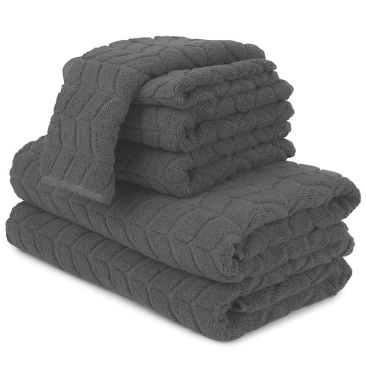 Ultra Soft & Stylish 700 GSM Luxury Bath Towels - 100% Zero-Twist, Long-Staple Cotton - Remarkably Absorbent & Quick Drying - 6 Piece Towel Set (Granite Grey)