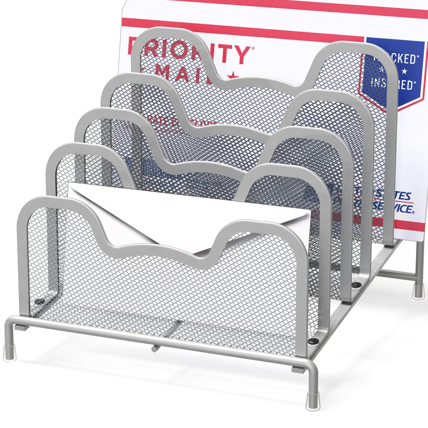 Simple Houseware Desk 5 Sections Step File Sorter Organizer, Black