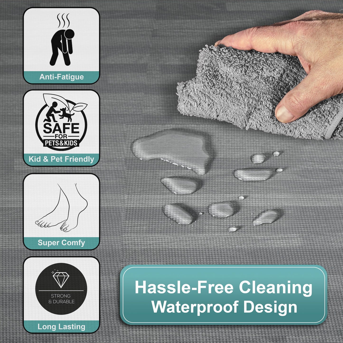 Sorbus 96 Sq. Ft. Wood Grain Floor Tiles Foam Mat EVA Interlocking Mats Tile 3/8-Inch Thick Flooring Wood Puzzle Exercise Mats w/Borders - Home Playroom Basement, Apartment, Trade Show, Baby, Dance